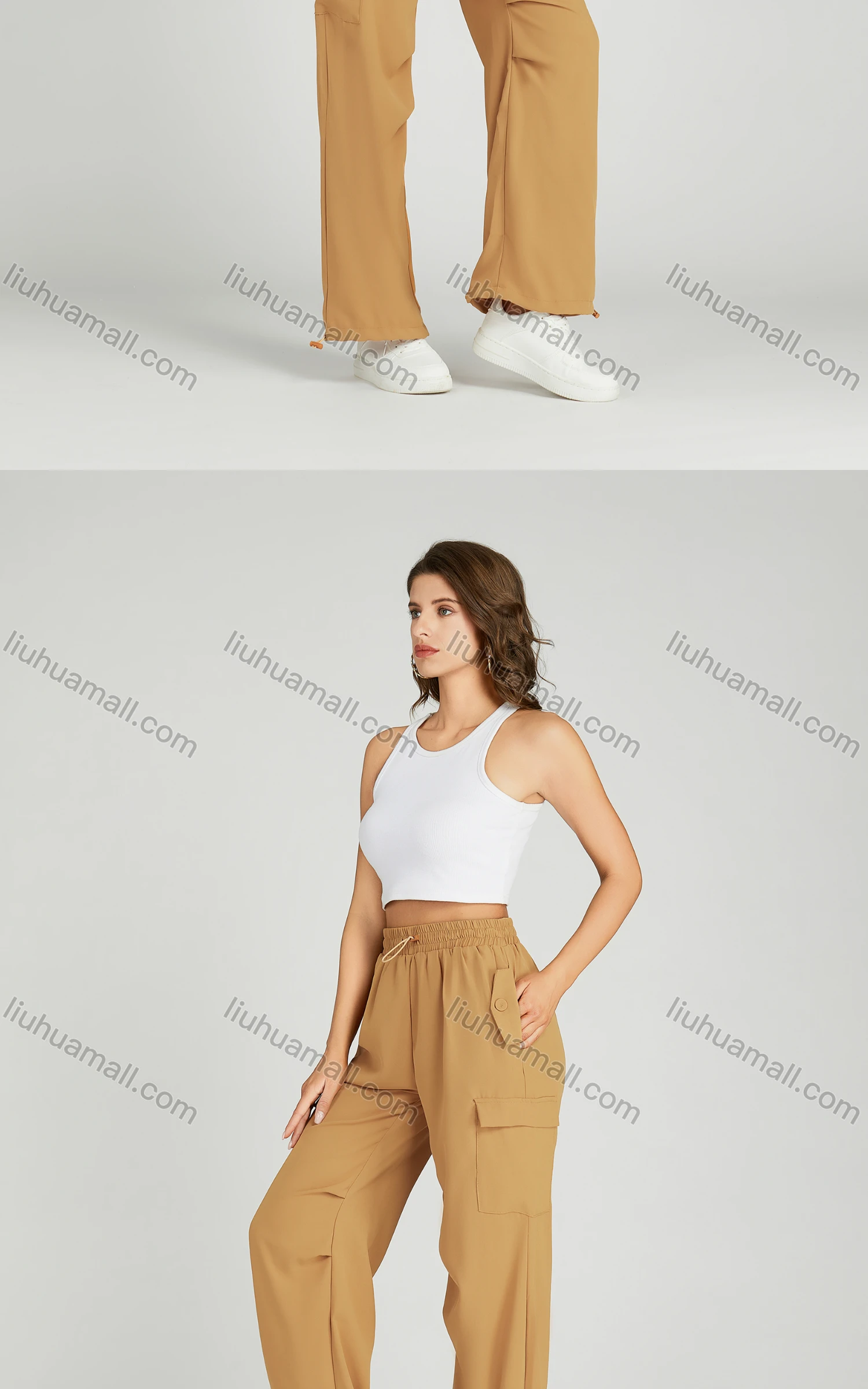 Wholesale Women's Casual Drawstring Multiple Pockets Elastic Waist Sweat Pants MT257# - Liuhuamall