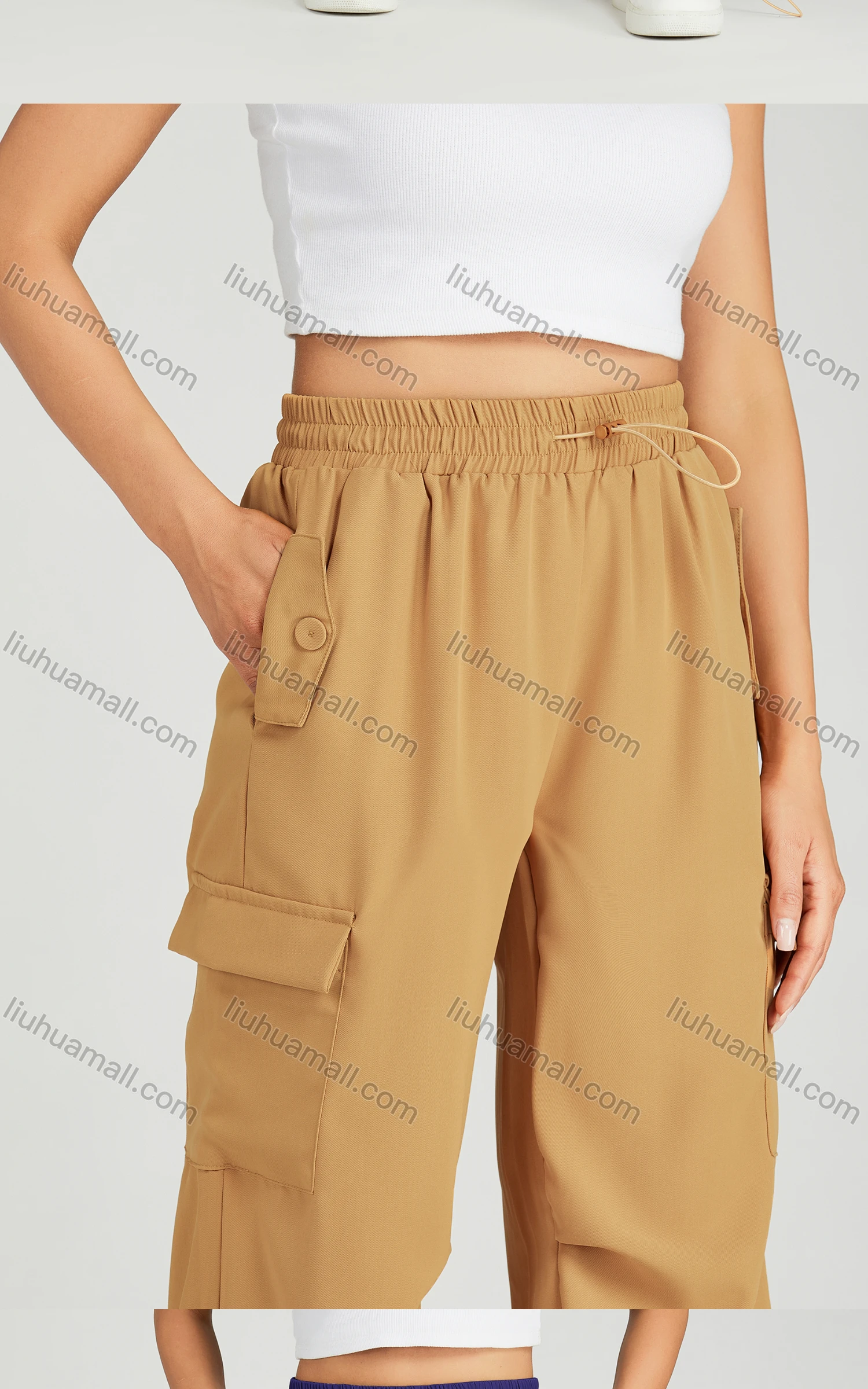 Wholesale Women's Casual Drawstring Multiple Pockets Elastic Waist Sweat Pants MT257# - Liuhuamall