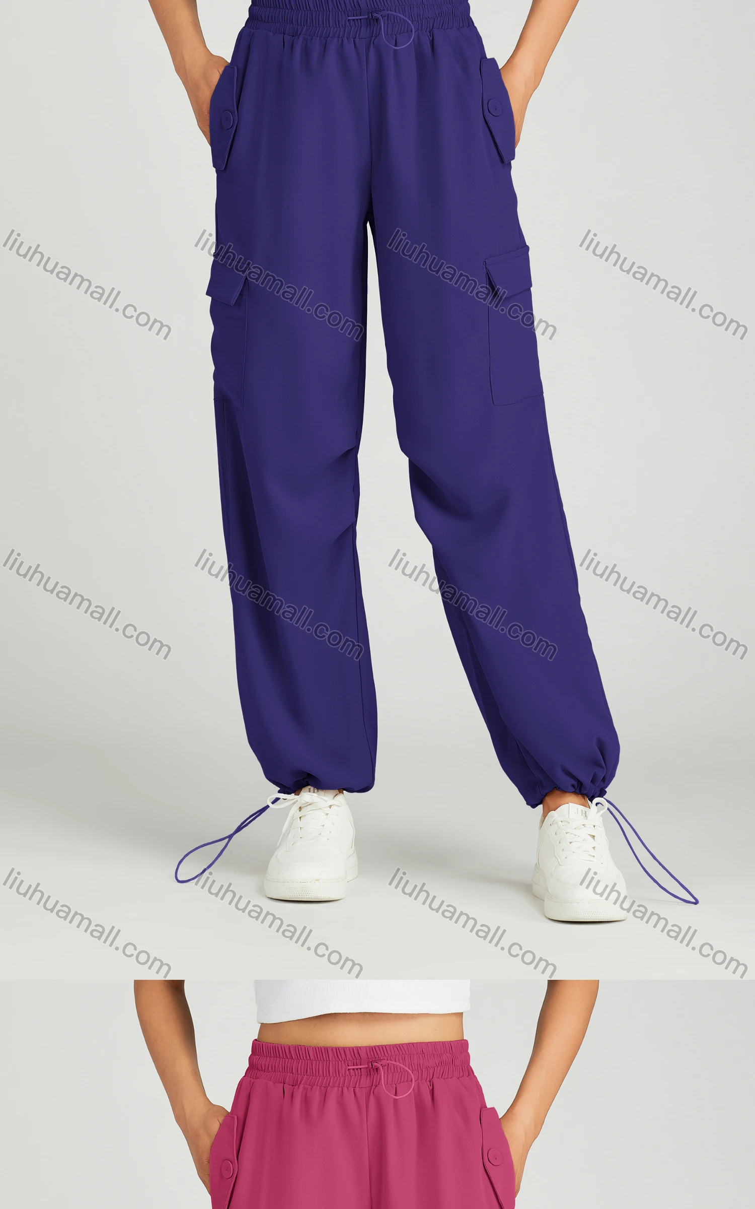 Wholesale Women's Casual Drawstring Multiple Pockets Elastic Waist Sweat Pants MT257# - Liuhuamall