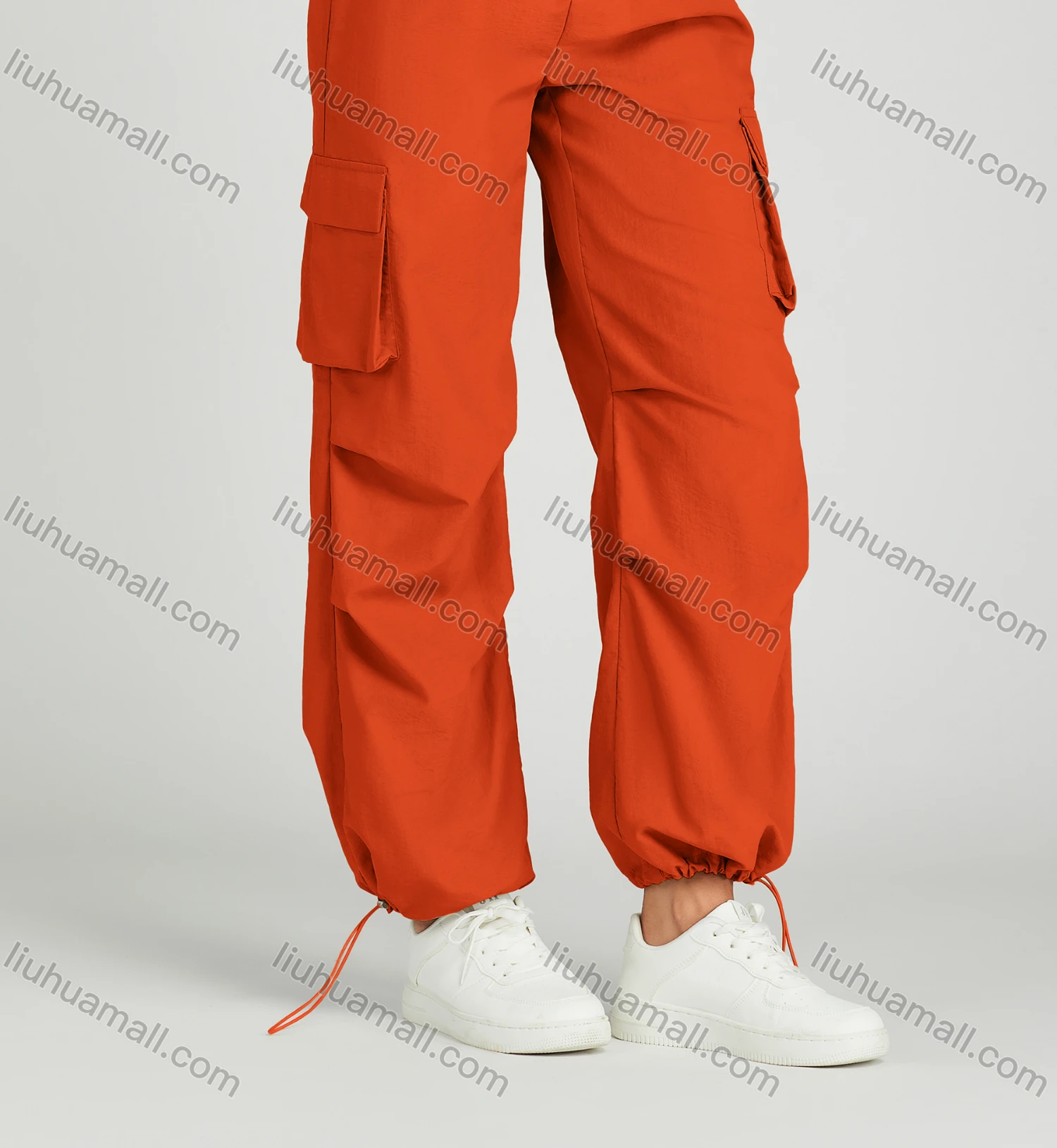 Wholesale Women's Casual Drawstring Flap Pockets Elastic Waist Cargo Pants MT291# - Liuhuamall