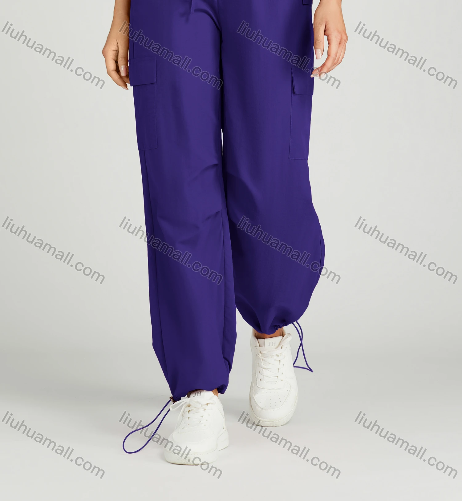 Wholesale Women's Casual Drawstring Flap Pockets High Waist Cargo Pants MT307# - Liuhuamall