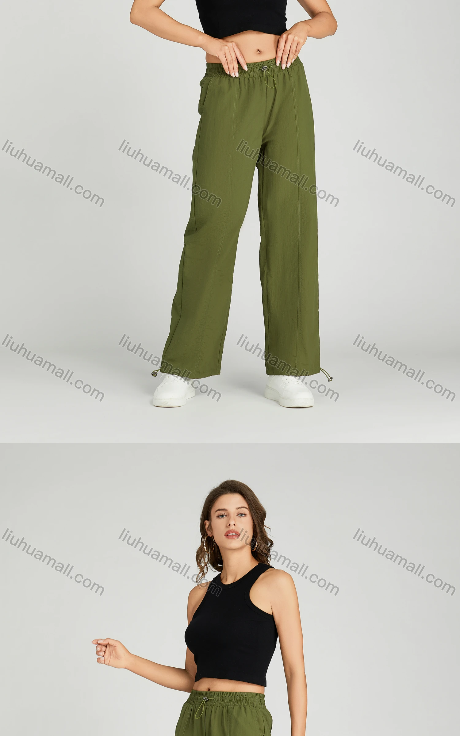 Wholesale Women's Casual Drawstring Elastic Waist Sweat Pants MT301# - Liuhuamall