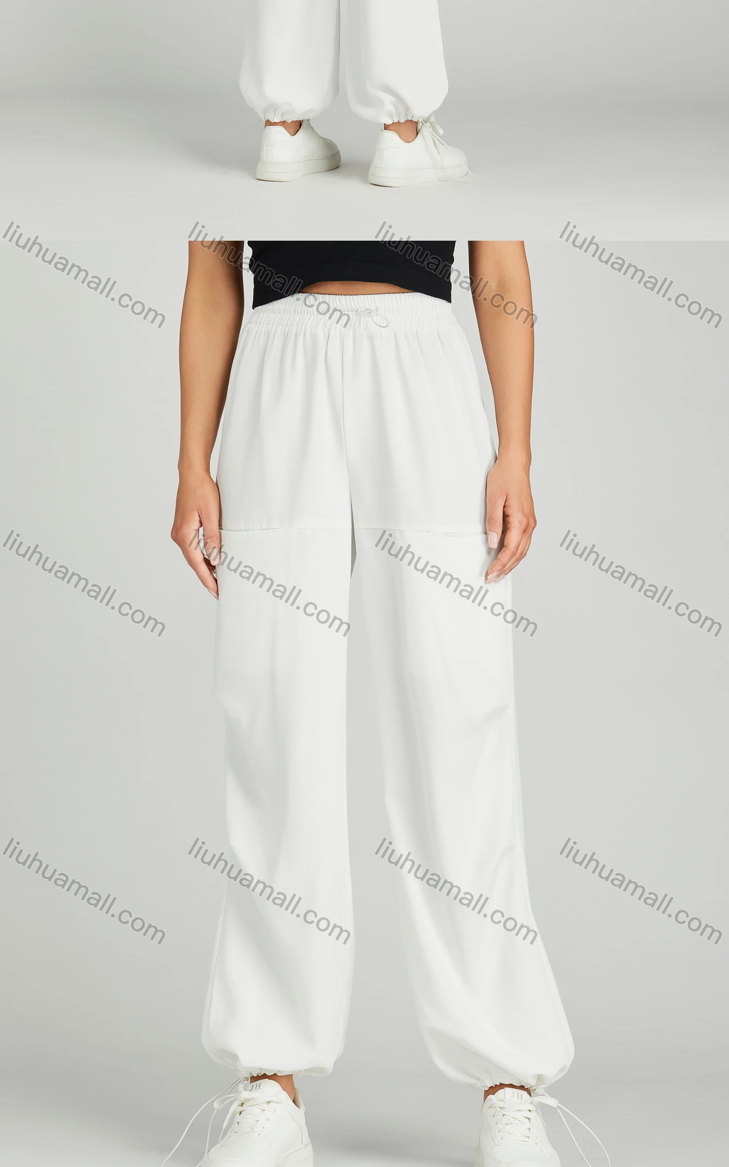 Wholesale Women's Casual Drawstring Elastic Waist Sweat Pants With Patch Pocket MT278# - Liuhuamall