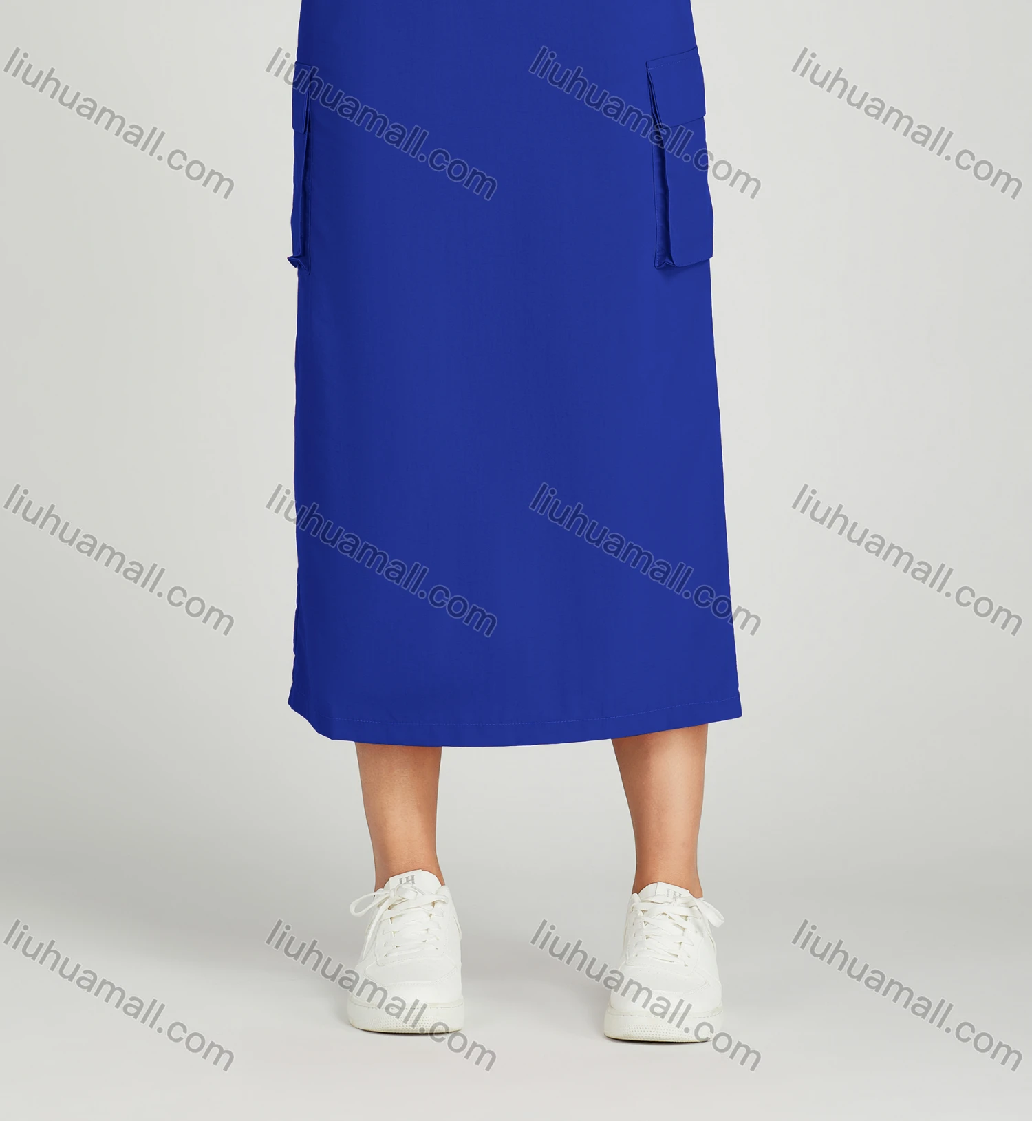 Wholesale Women's Casual Elastic Waist Pocket Drawstring Plain Midi Skirt MT305# - Liuhuamall