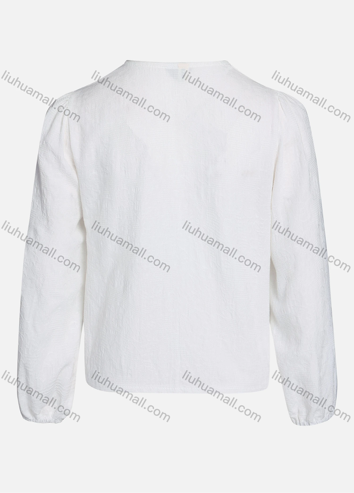 Wholesale Women's Casual Plain V Neck Drawstring Long Sleeve Button Down Crop Top 1258# - Liuhuamall