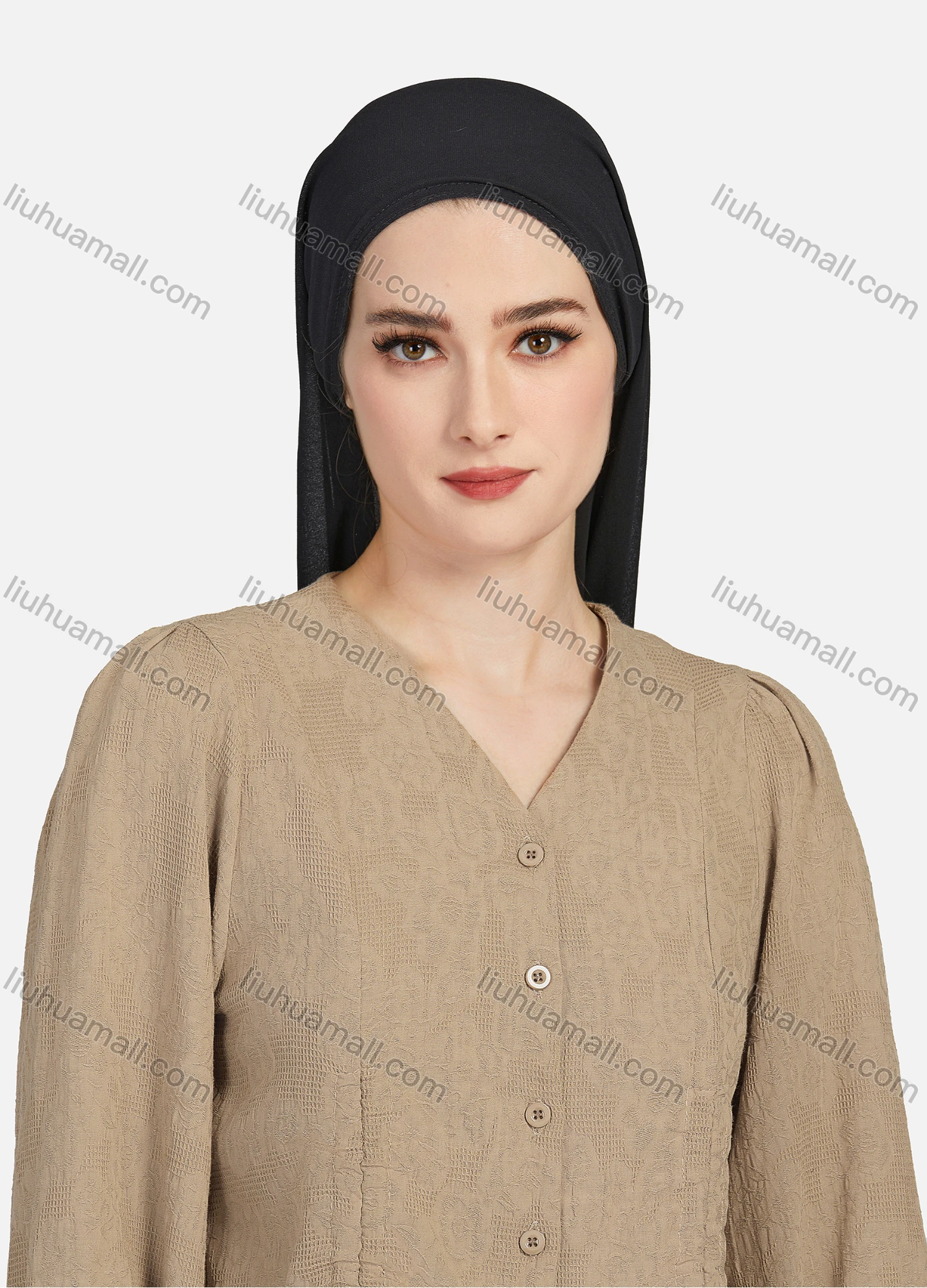 Wholesale Women's Casual Plain V Neck Drawstring Long Sleeve Button Down Crop Top 1258# - Liuhuamall