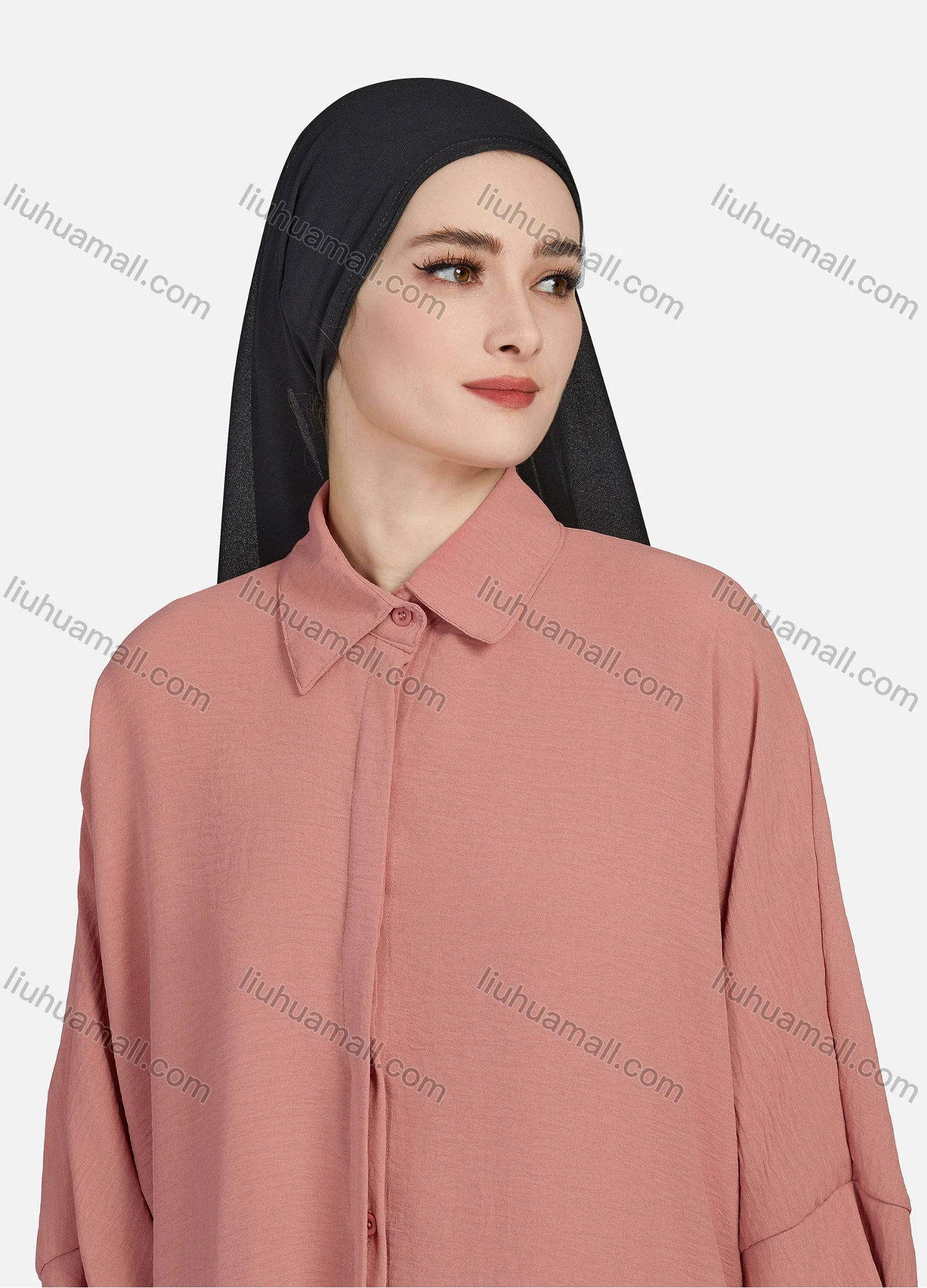 Wholesale Women's Casual Plain Collared 3/4 Sleeve Button Down Split Side High Low Hem Tunic 1290# - Liuhuamall