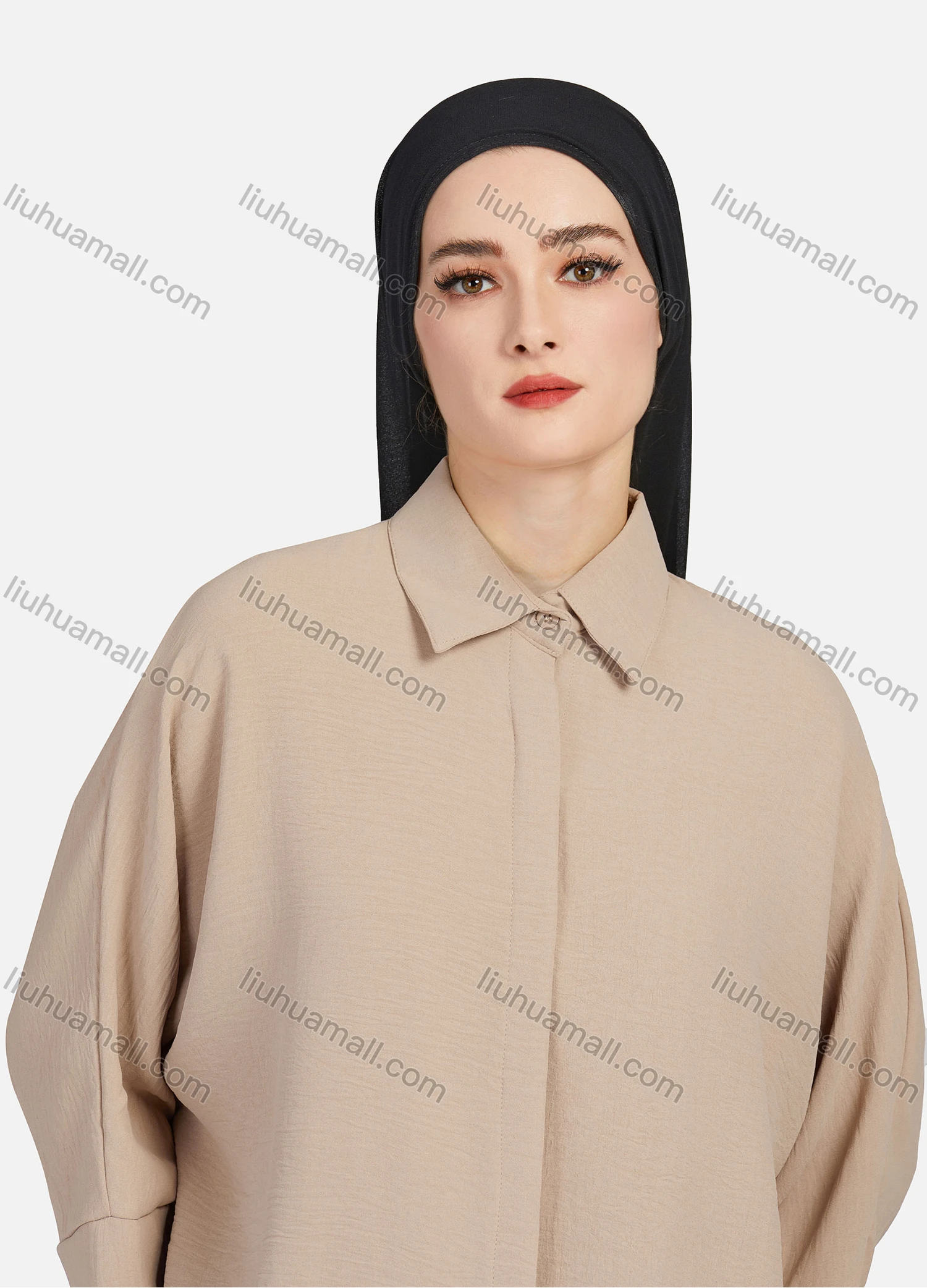 Wholesale Women's Casual Plain Collared 3/4 Sleeve Button Down Split Side High Low Hem Tunic 1290# - Liuhuamall