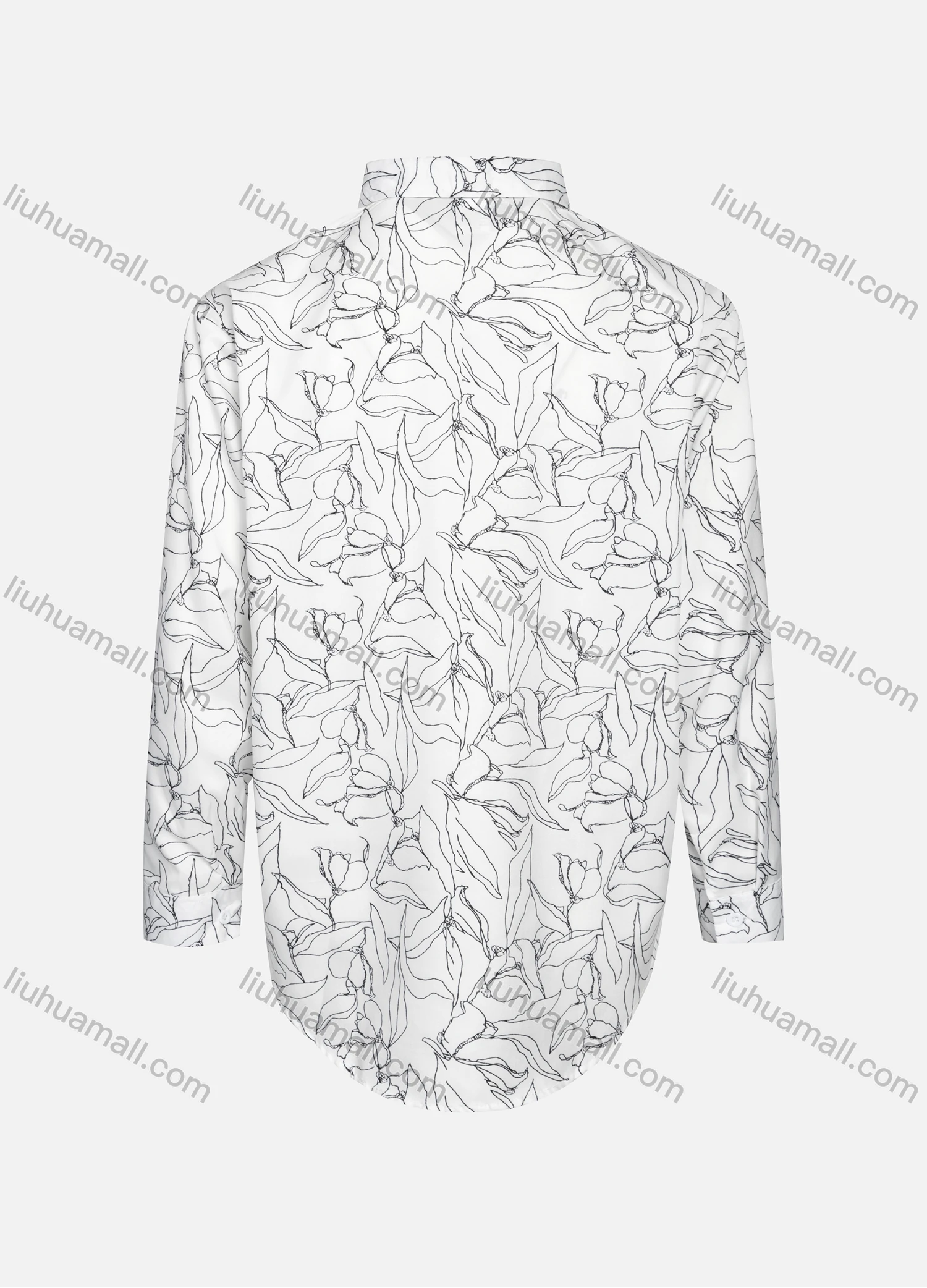 Wholesale Women's Casual Allover Print Patch Pockets Long Sleeve Curved Hem Shirt 1292# - Liuhuamall