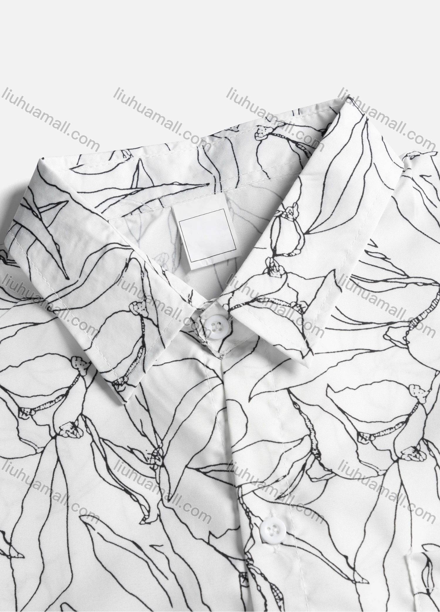 Wholesale Women's Casual Allover Print Patch Pockets Long Sleeve Curved Hem Shirt 1292# - Liuhuamall