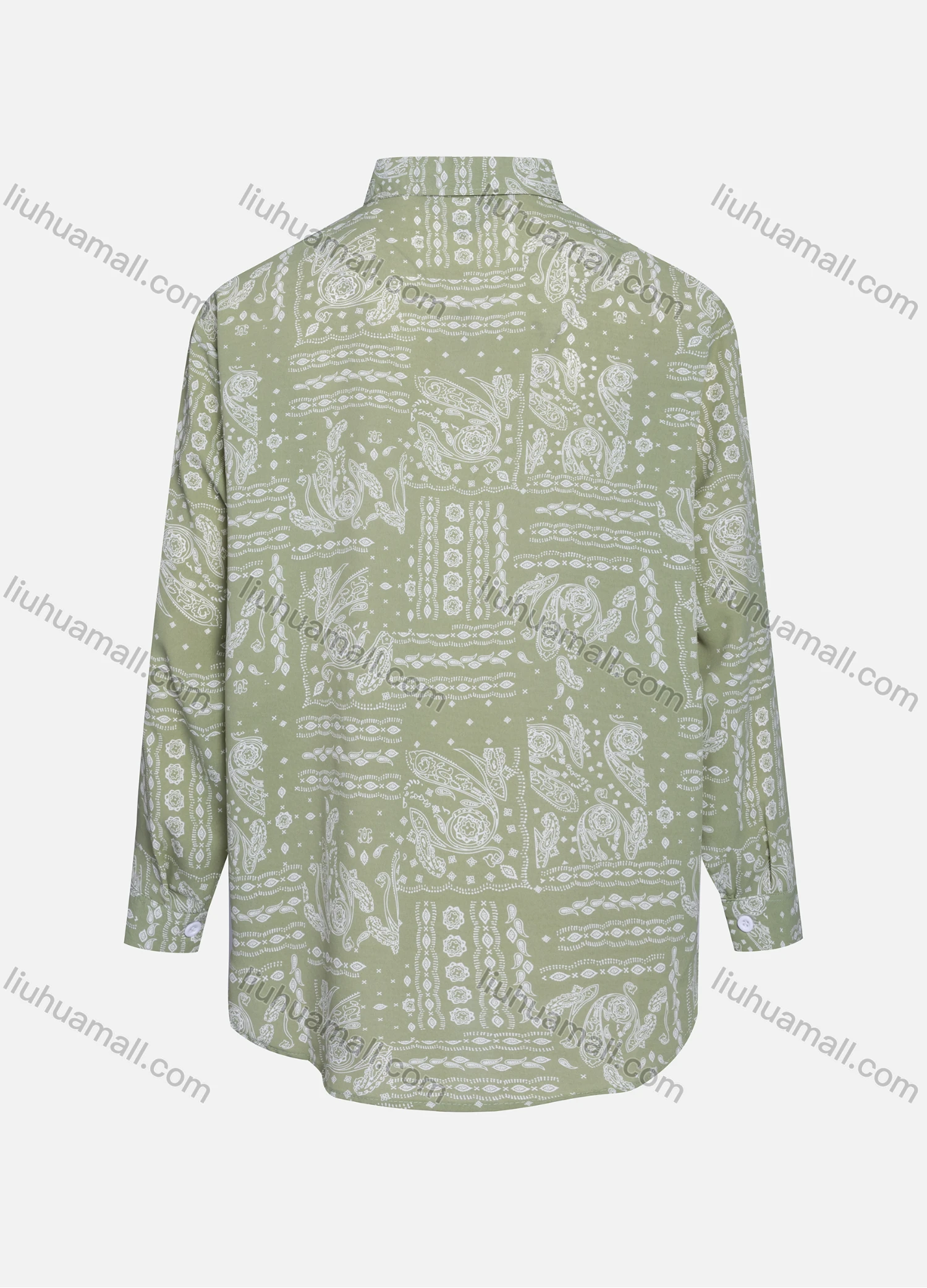 Wholesale Women's Casual Allover Paisley Print Patch Pockets Long Sleeve Button Down Shirt 1293# - Liuhuamall