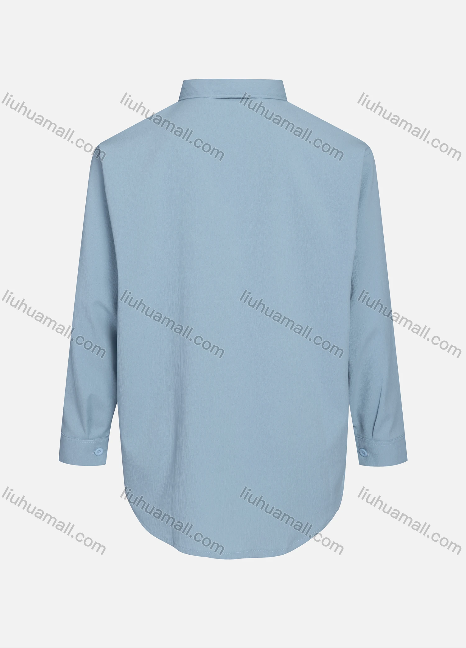 Wholesale Women's Casual Plain Patch Pockets Long Sleeve Curved Hem Button Down Shirt 1294# - Liuhuamall