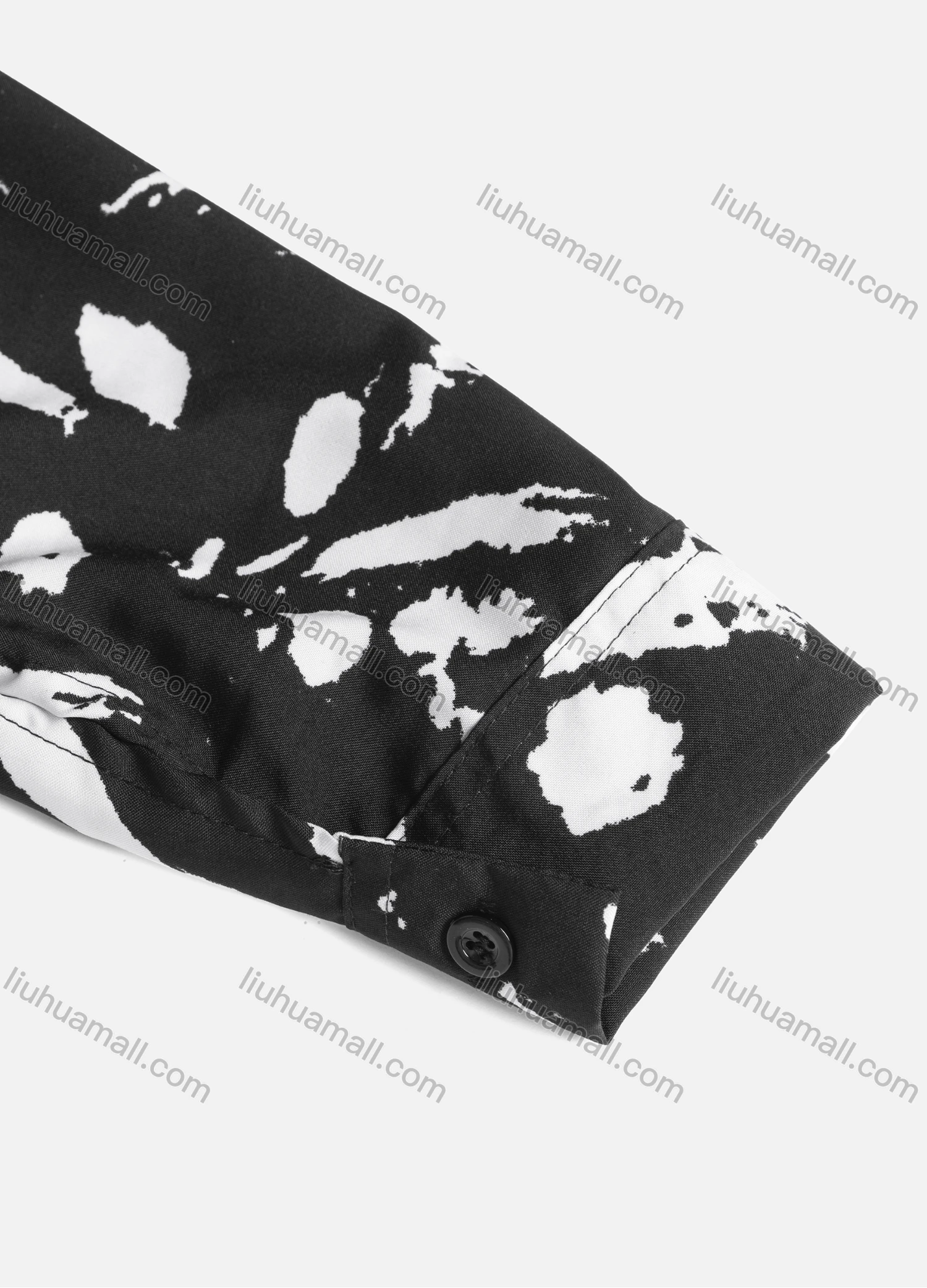 Wholesale Women's Casual Allover Ink Print Long Sleeve Curved Hem Button Down Shirt 1295# - Liuhuamall