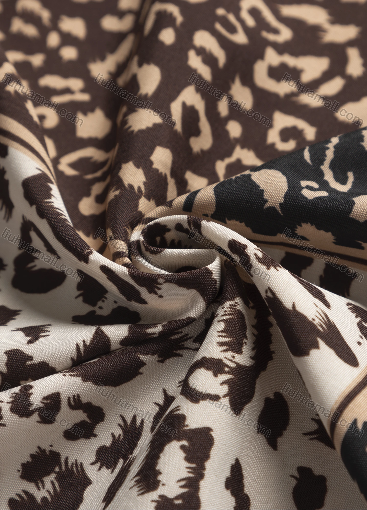 Wholesale Women's Casual Allover Leopard Print Colorblock Long Sleeve Curved Hem Shirt 1296# - Liuhuamall