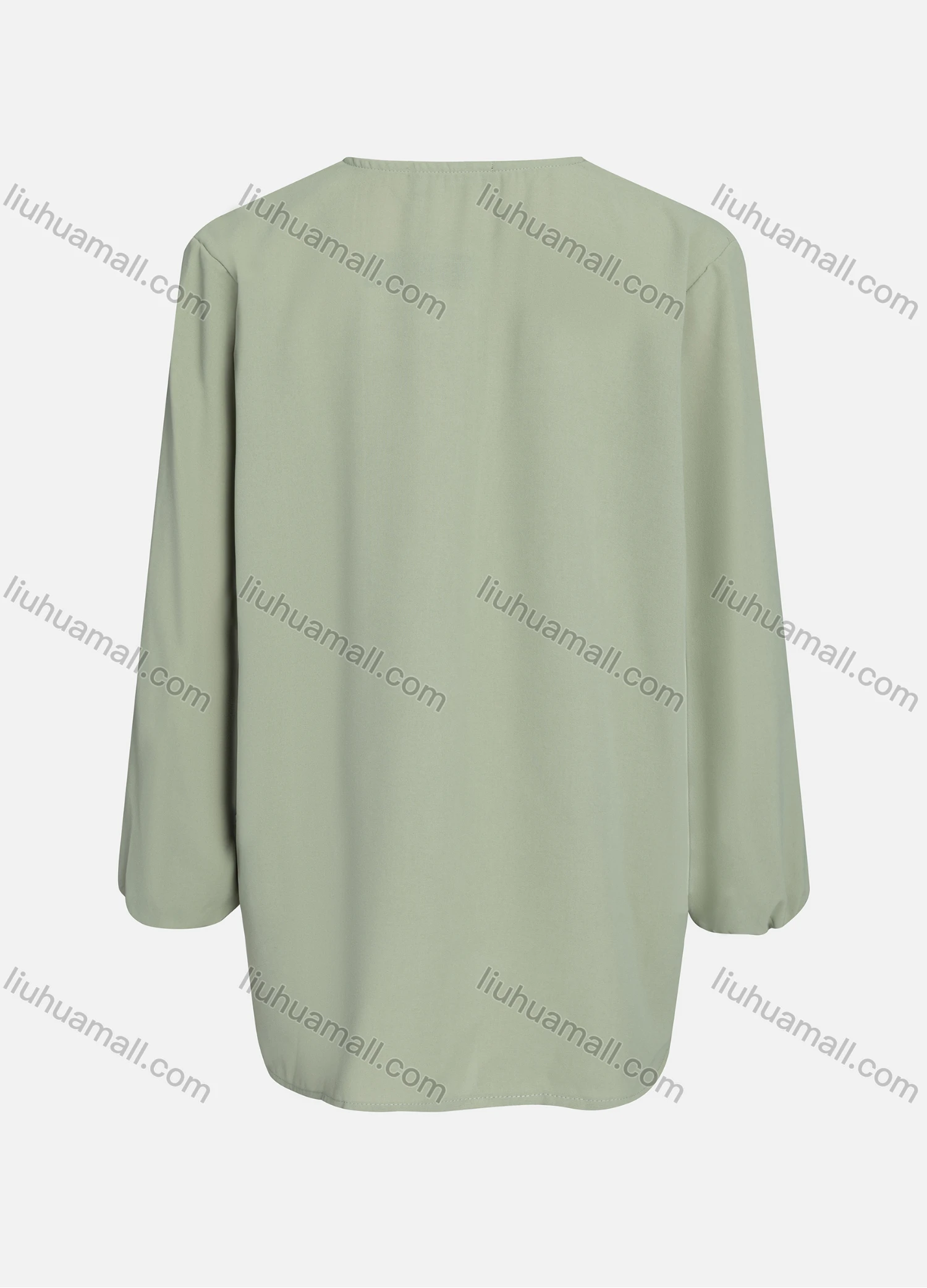 Wholesale Women's Casual Plain Crew Neck Long Sleeve High Low Hem Button Down Tunic 1401# - Liuhuamall