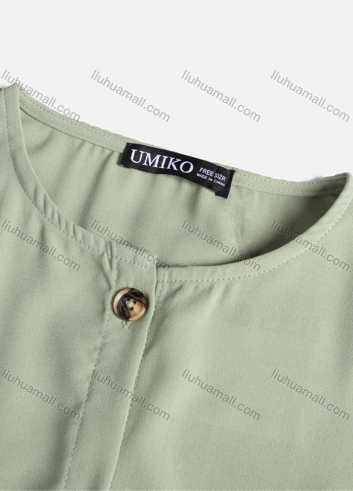 Wholesale Women's Casual Plain Crew Neck Long Sleeve High Low Hem Button Down Tunic 1401# - Liuhuamall