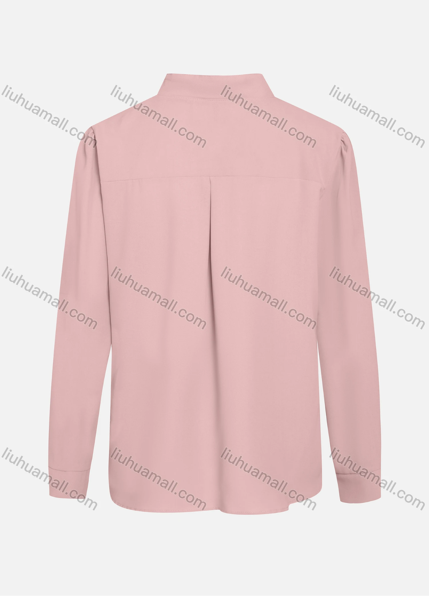Wholesale Women's Casual Plain Mock Neck Long Sleeve Ruched High Low Hem Button Front Top 1406# - Liuhuamall