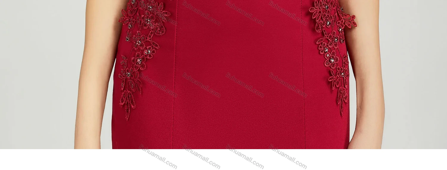 Wholesale Women's Elegant Sleeveless Sequin Applique Mermaid Split Hem Evening Dress 5029# - Liuhuamall