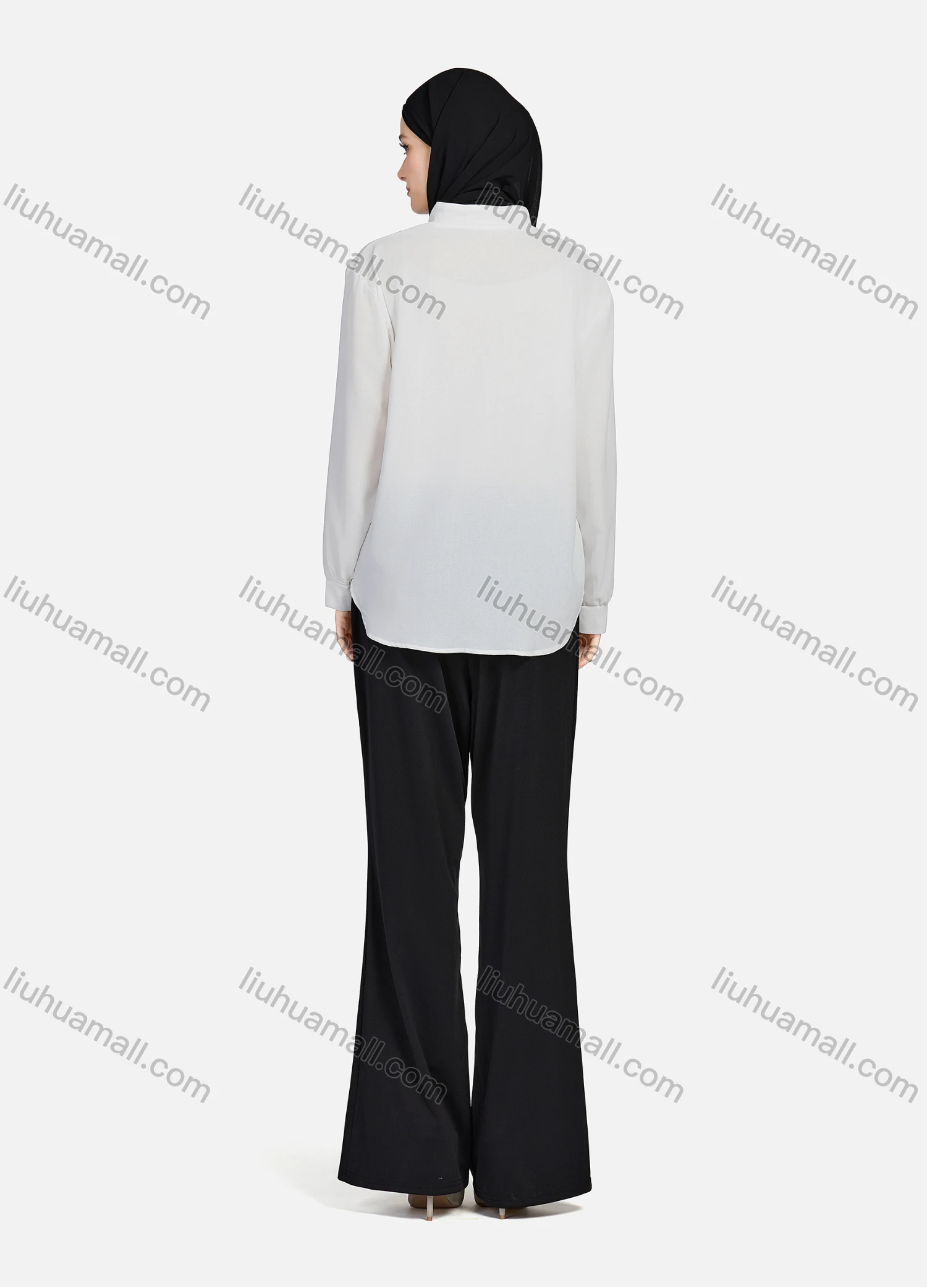 Wholesale Women's Casual Plain Mock Neck Long Sleeve Ruched High Low Hem Button Down Crop Top 1417# - Liuhuamall