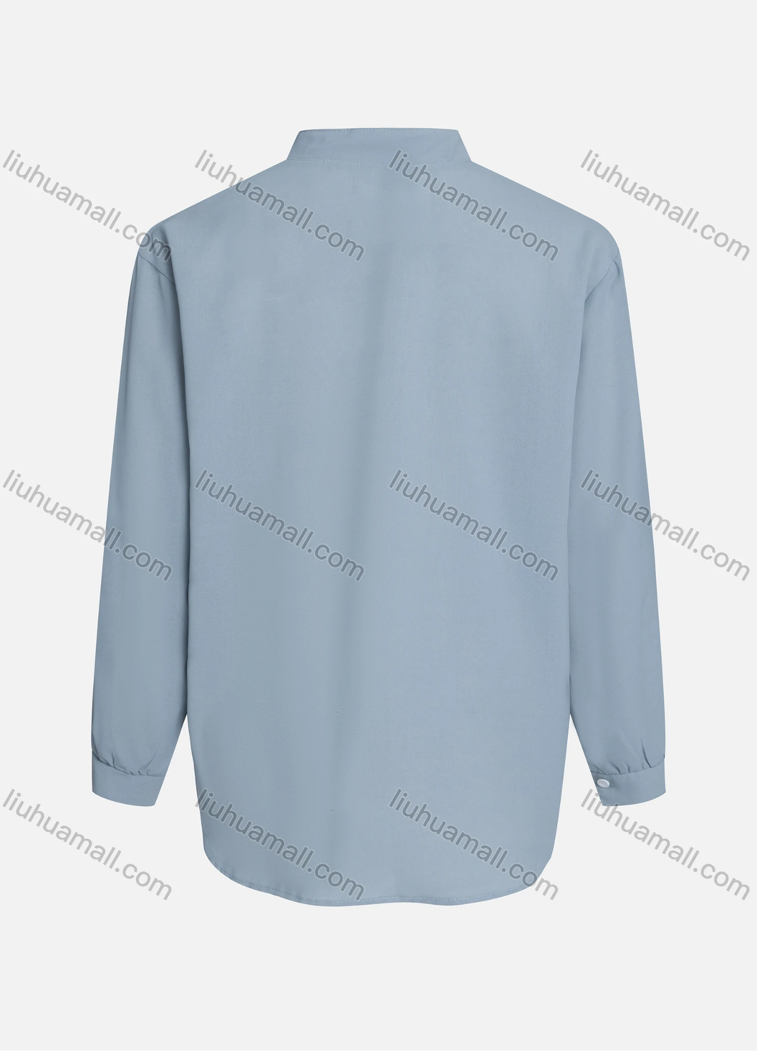 Wholesale Women's Casual Plain Mock Neck Long Sleeve Ruched High Low Hem Button Down Crop Top 1417# - Liuhuamall