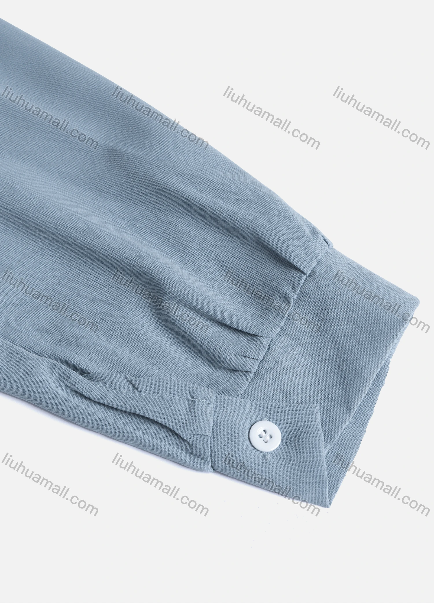 Wholesale Women's Casual Plain Mock Neck Long Sleeve Ruched High Low Hem Button Down Crop Top 1417# - Liuhuamall