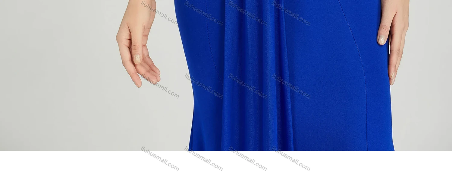 Wholesale Women's Elegant Sleeveless Sequin Applique Pearl Decor Mermaid Evening Dress 5035# - Liuhuamall