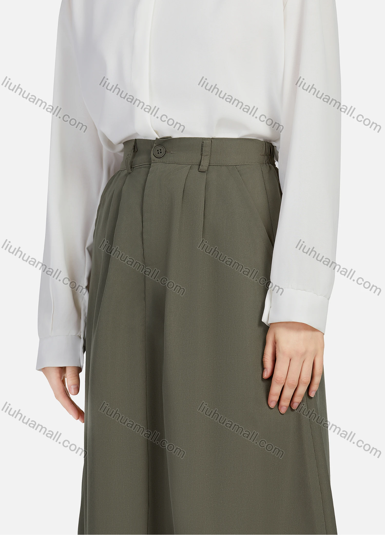 Wholesale Women's Casual Ruched Elastic Waist Plain Patch Pocket Maxi Skirt 1434# - Liuhuamall