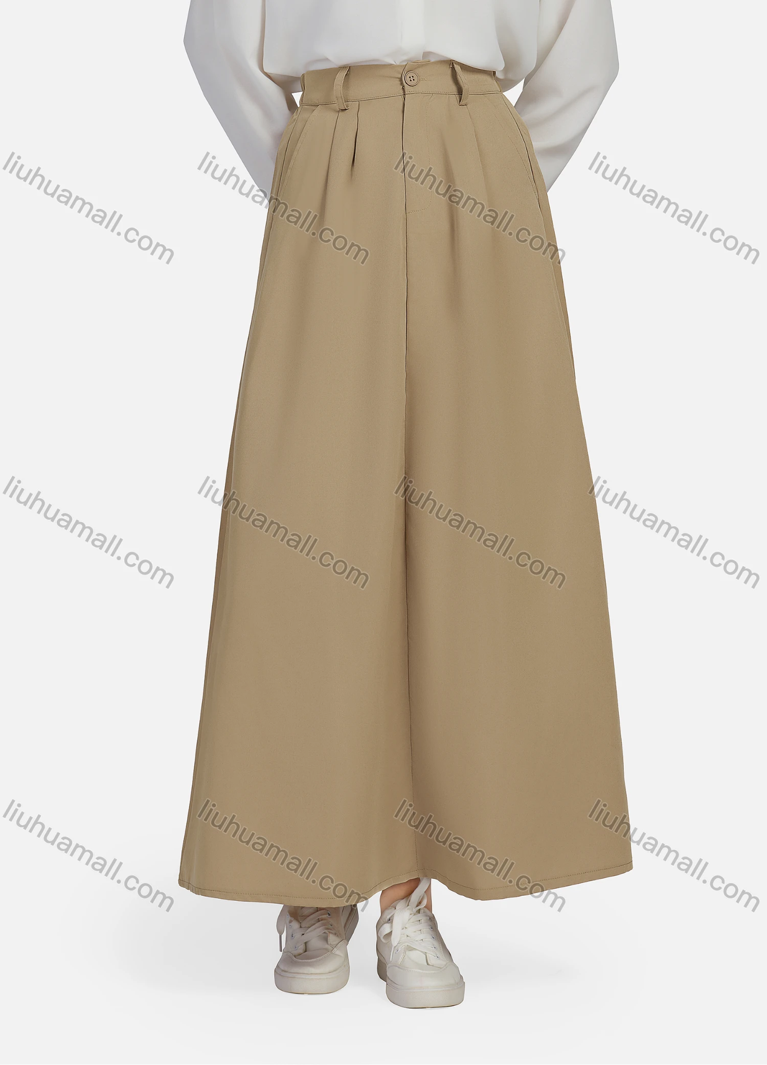 Wholesale Women's Casual Ruched Elastic Waist Plain Patch Pocket Maxi Skirt 1434# - Liuhuamall