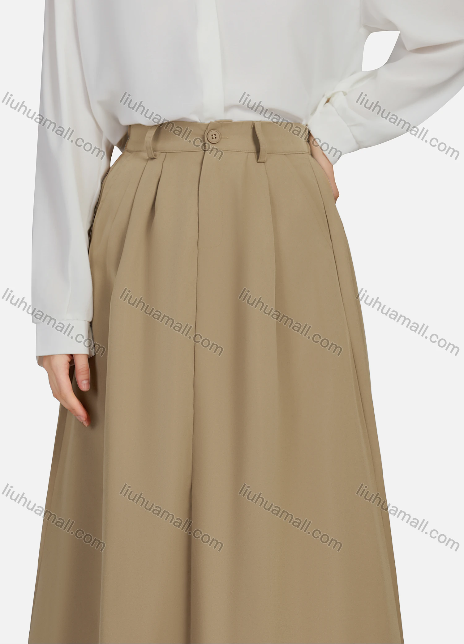 Wholesale Women's Casual Ruched Elastic Waist Plain Patch Pocket Maxi Skirt 1434# - Liuhuamall