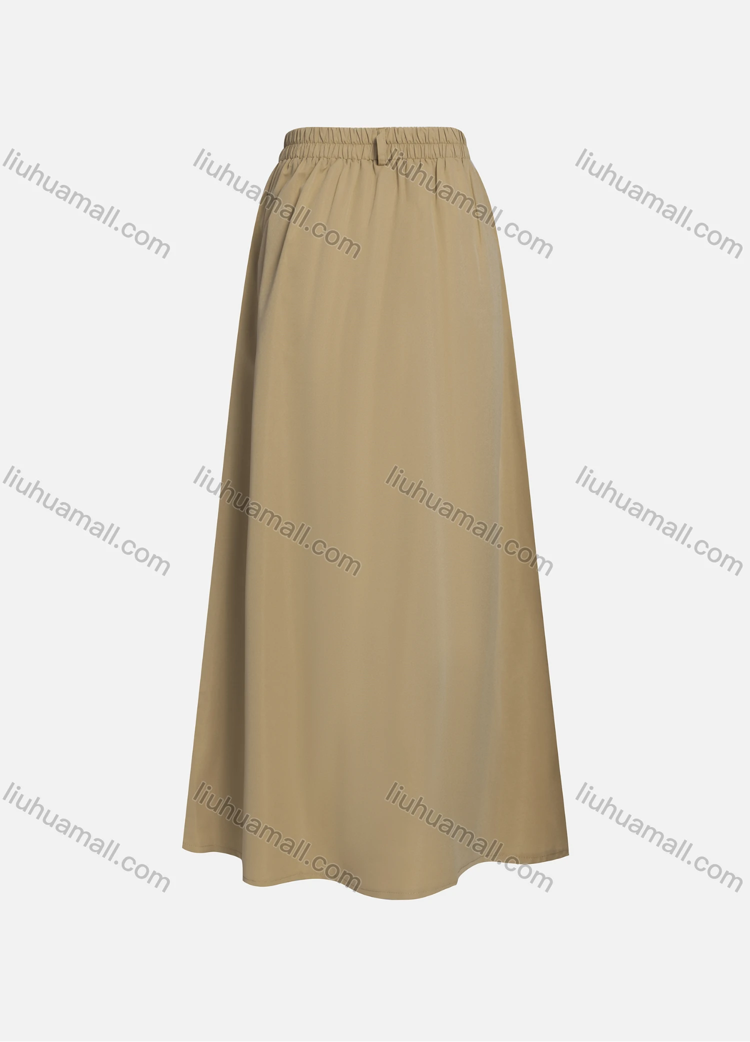 Wholesale Women's Casual Ruched Elastic Waist Plain Patch Pocket Maxi Skirt 1434# - Liuhuamall
