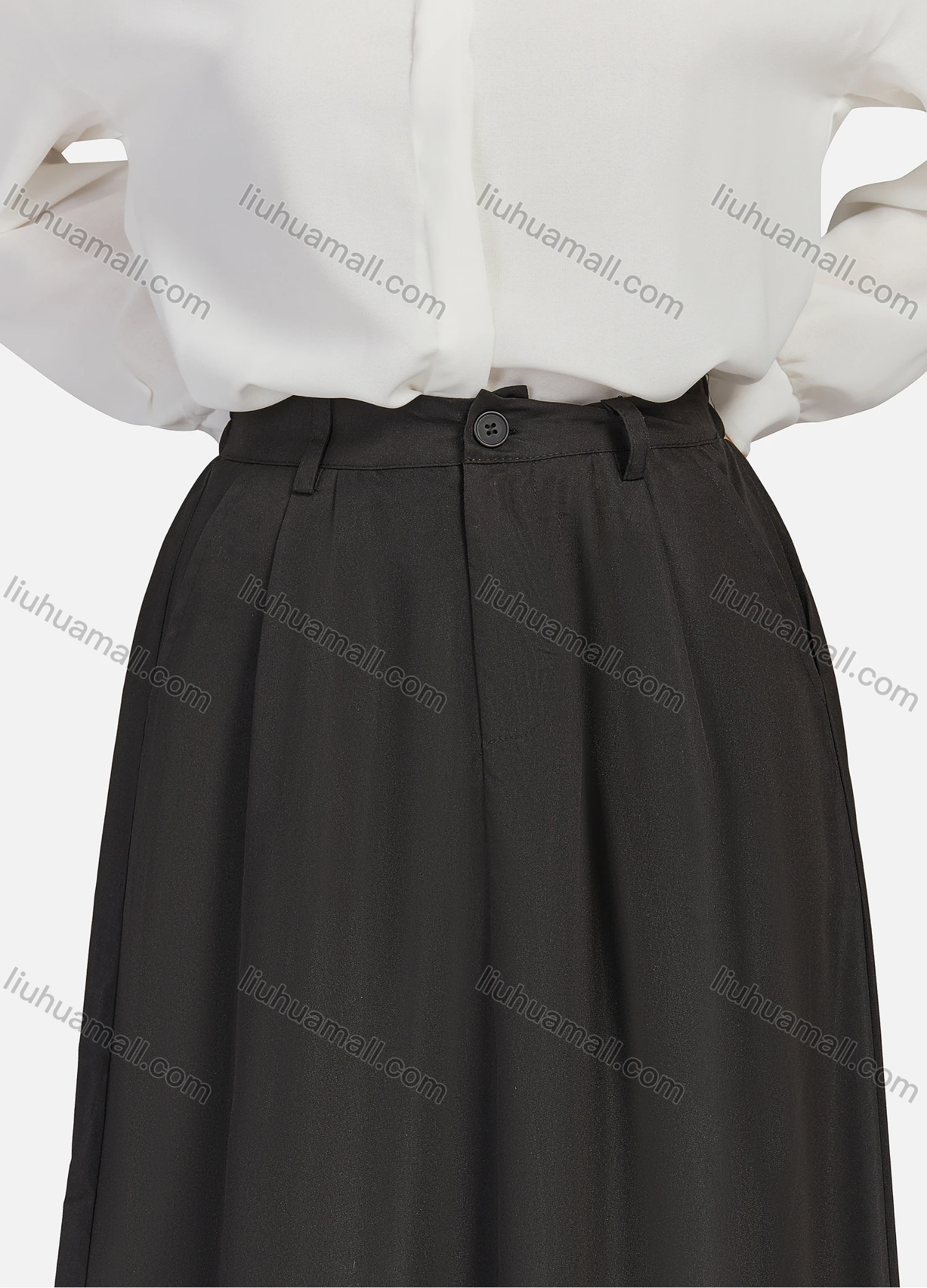Wholesale Women's Casual Ruched Elastic Waist Plain Patch Pocket Maxi Skirt 1434# - Liuhuamall