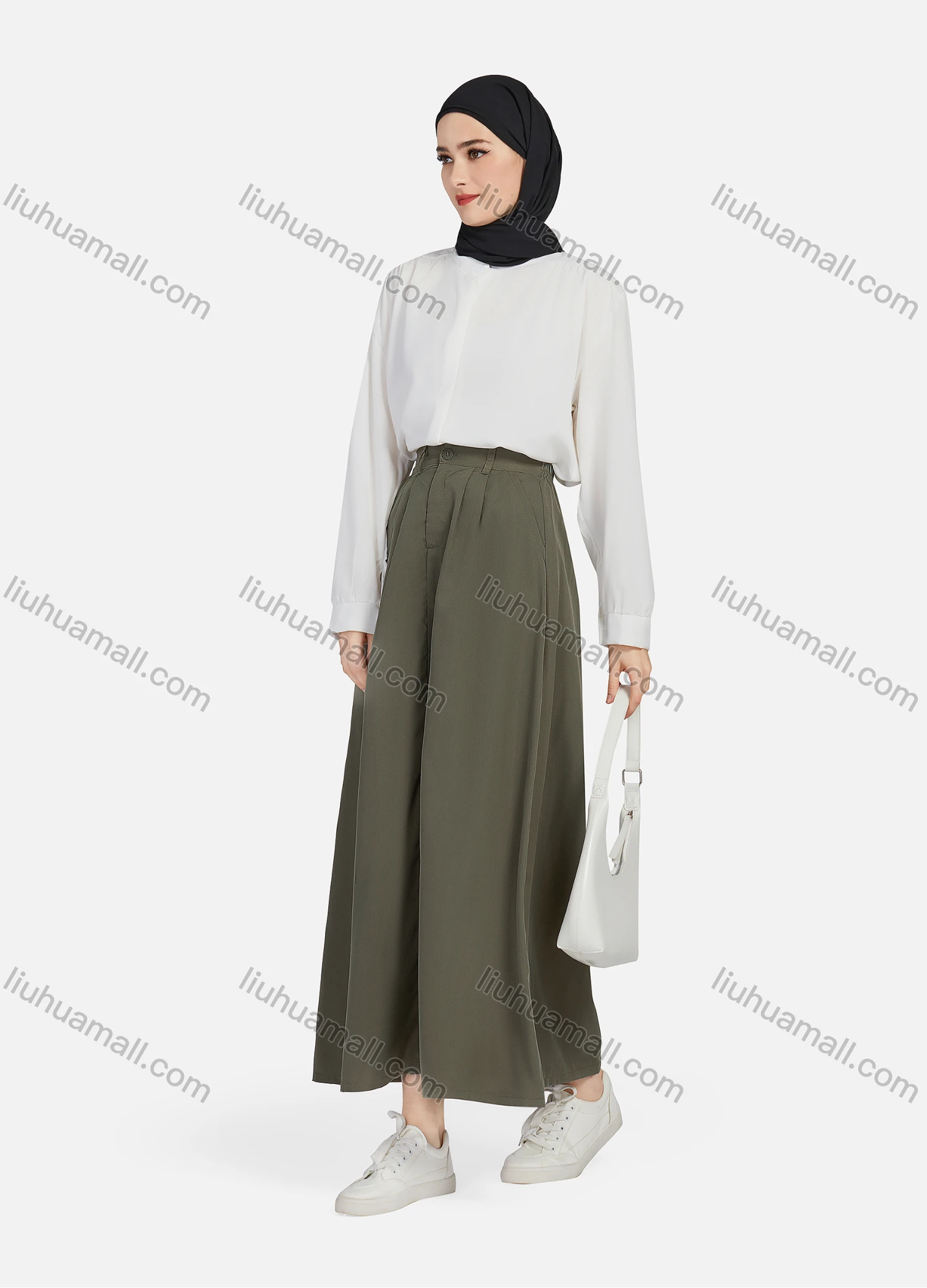 Wholesale Women's Casual Ruched Elastic Waist Plain Patch Pocket Maxi Skirt 1434# - Liuhuamall