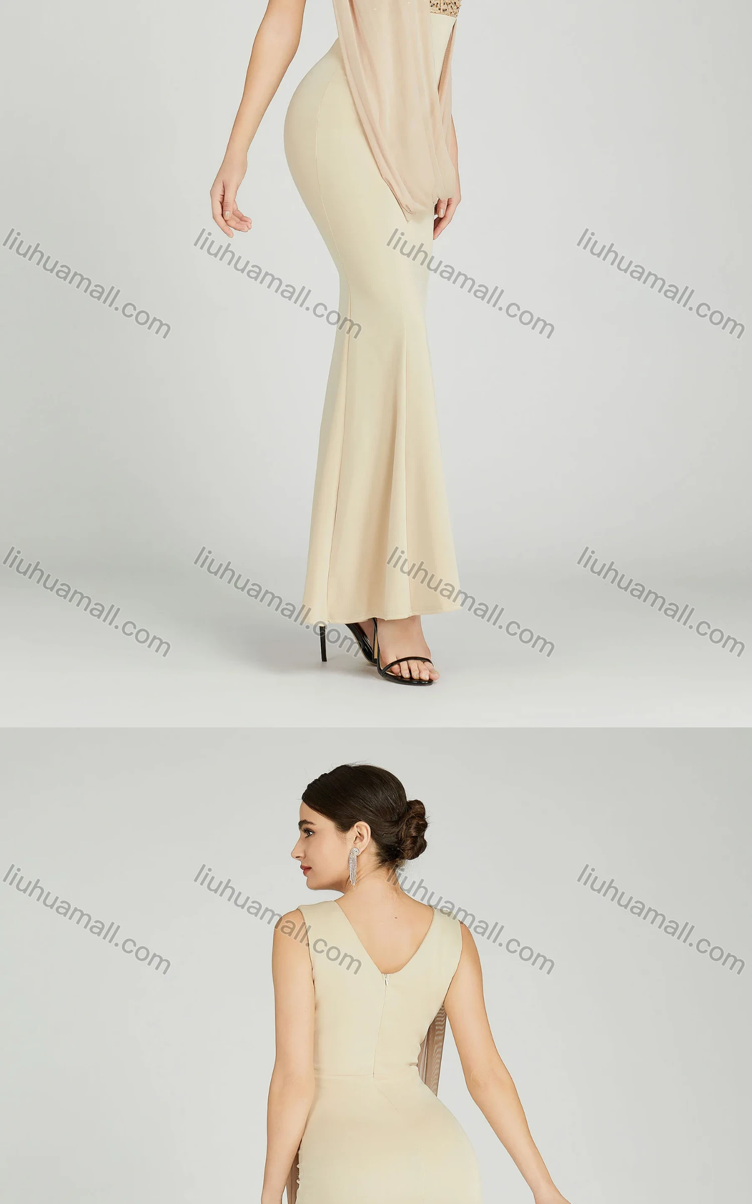 Wholesale Women's Elegant Sleeveless Sequin Mermaid Evening Dress 6071# - Liuhuamall