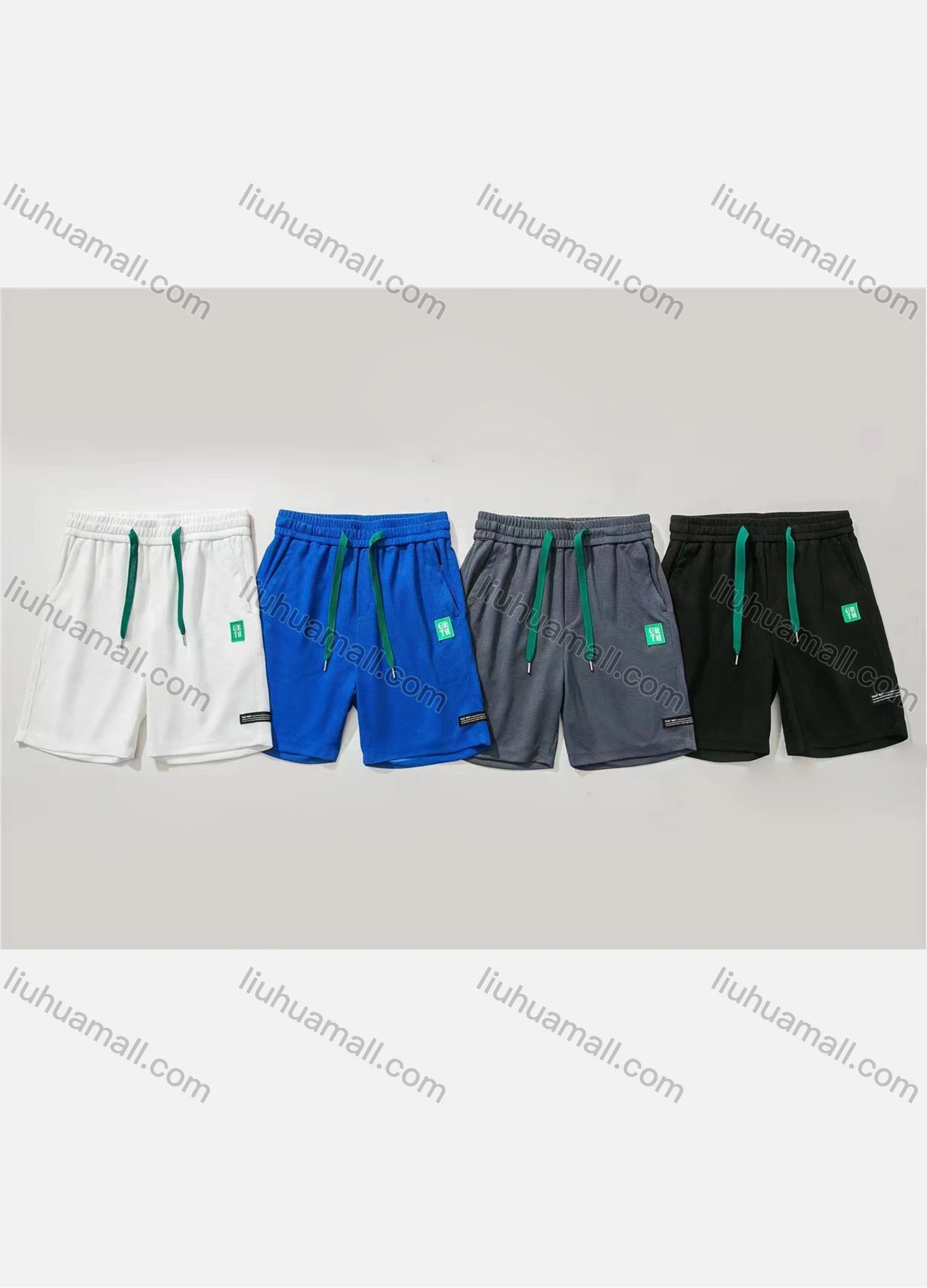 Wholesale Men's Casual Plain Drawstring Elastic Waist Patch Pocket Shorts 71002# - Liuhuamall