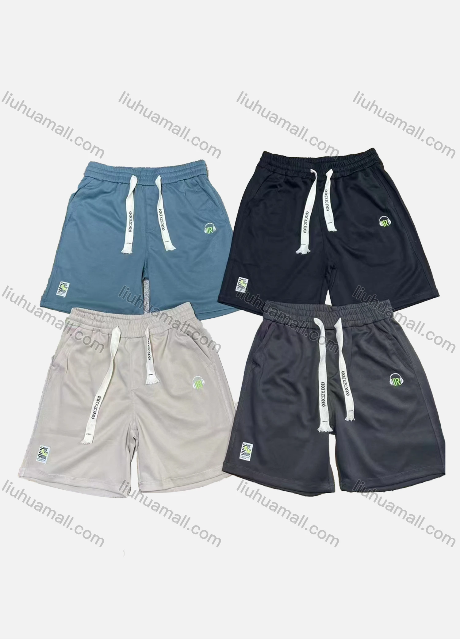 Wholesale Men's Casual Plain Drawstring Elastic Waist Patch Pocket Shorts 71008# - Liuhuamall
