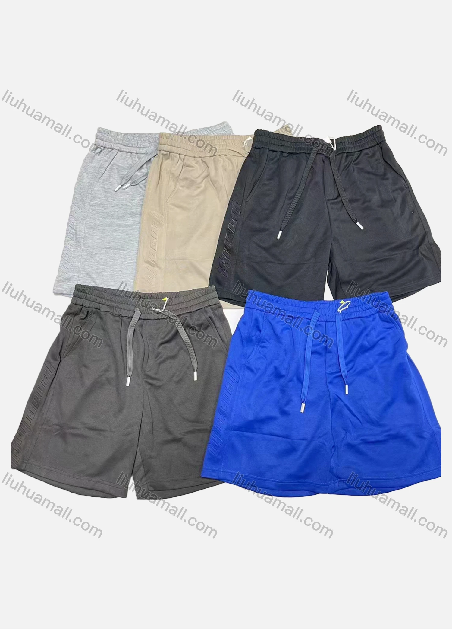 Wholesale Men's Casual Plain Drawstring Elastic Waist Patch Pocket Shorts 71201# - Liuhuamall
