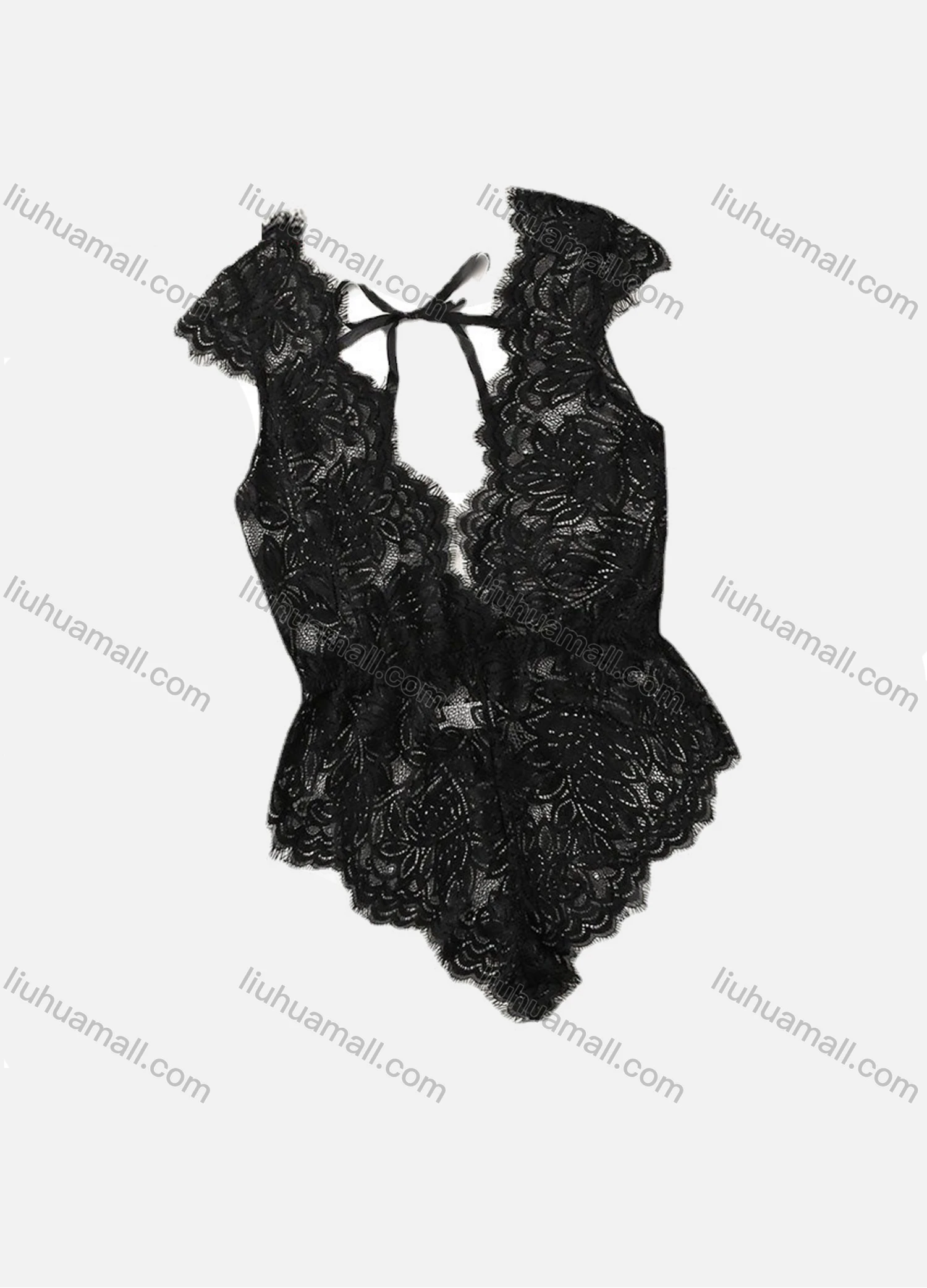 Wholesale Women's Sexy Lace Up See Through Lace One Piece Lingerie Bodysuit 1347# - Liuhuamall