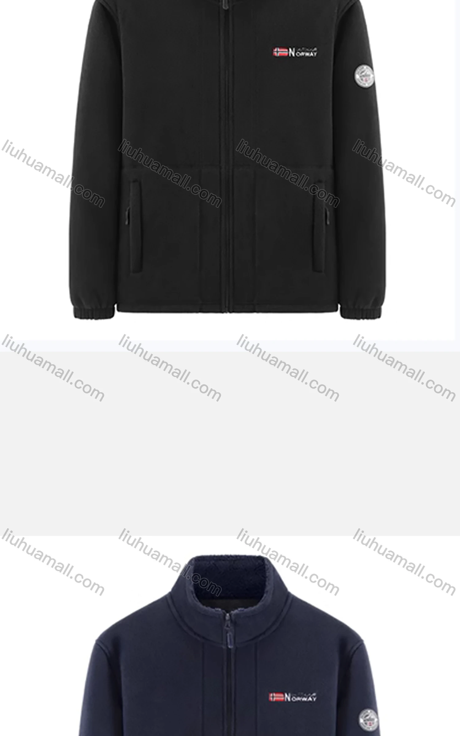 Wholesale Men's Casual Stand Collar Long Sleeve Thermal Lined Polar Fleece Zipper Pockets Coat - Liuhuamall