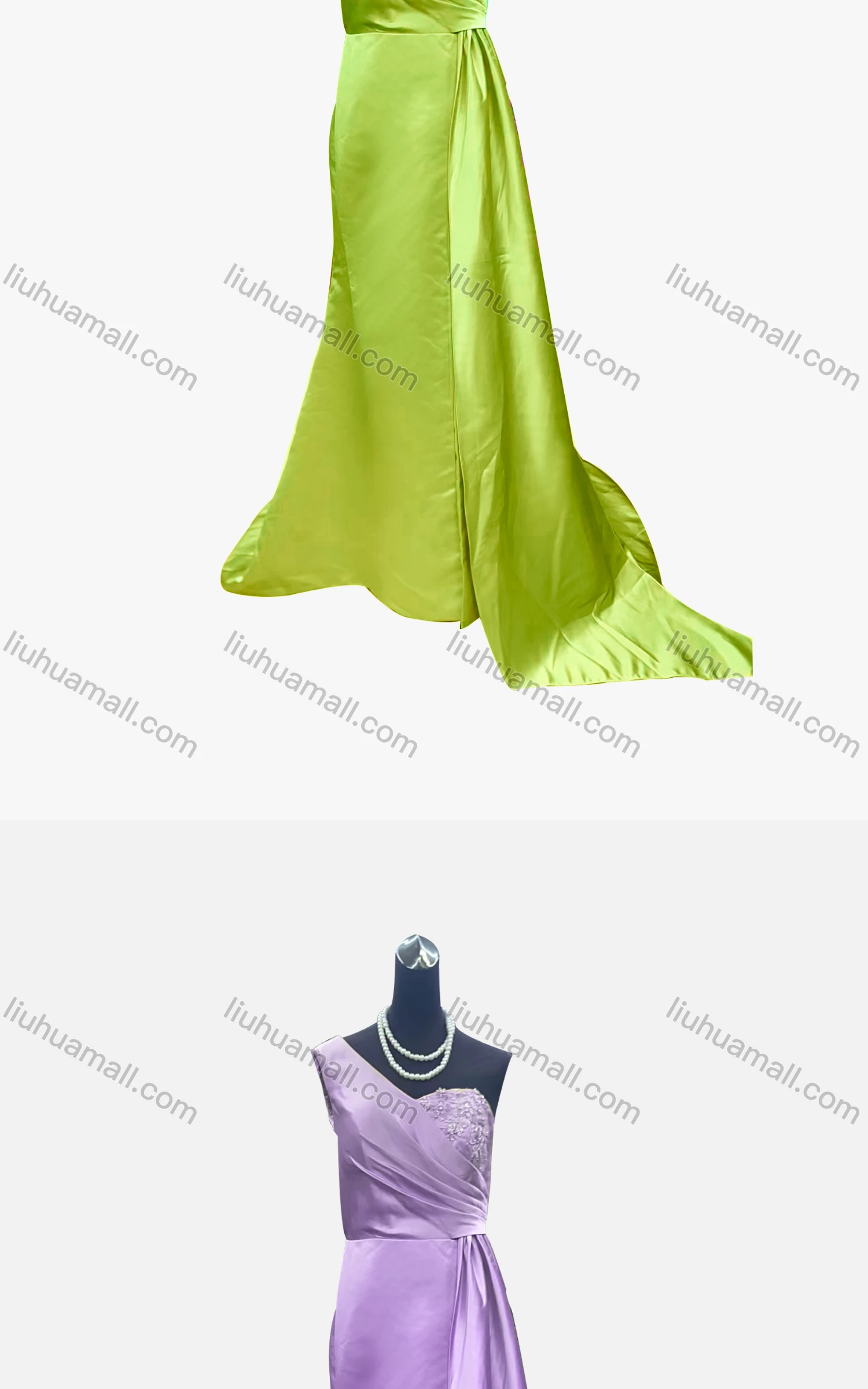 Wholesale Women's Elegant Plain One Shoulder Ruched Split Hem Beaded Applique Floor Length Evening Dress - Liuhuamall