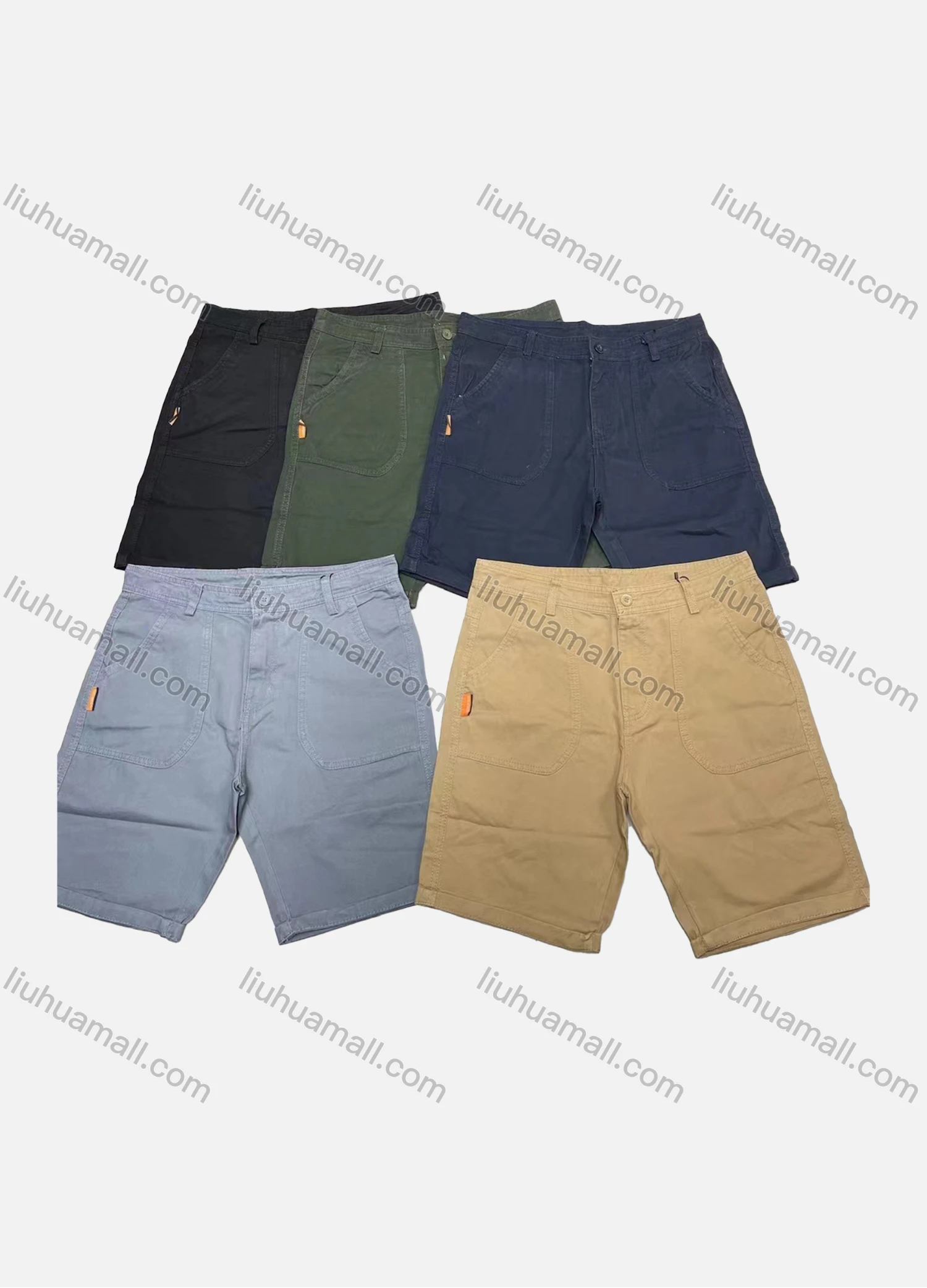 Wholesale Men's Casual Plain Patch Pocket Shorts 17406# - Liuhuamall