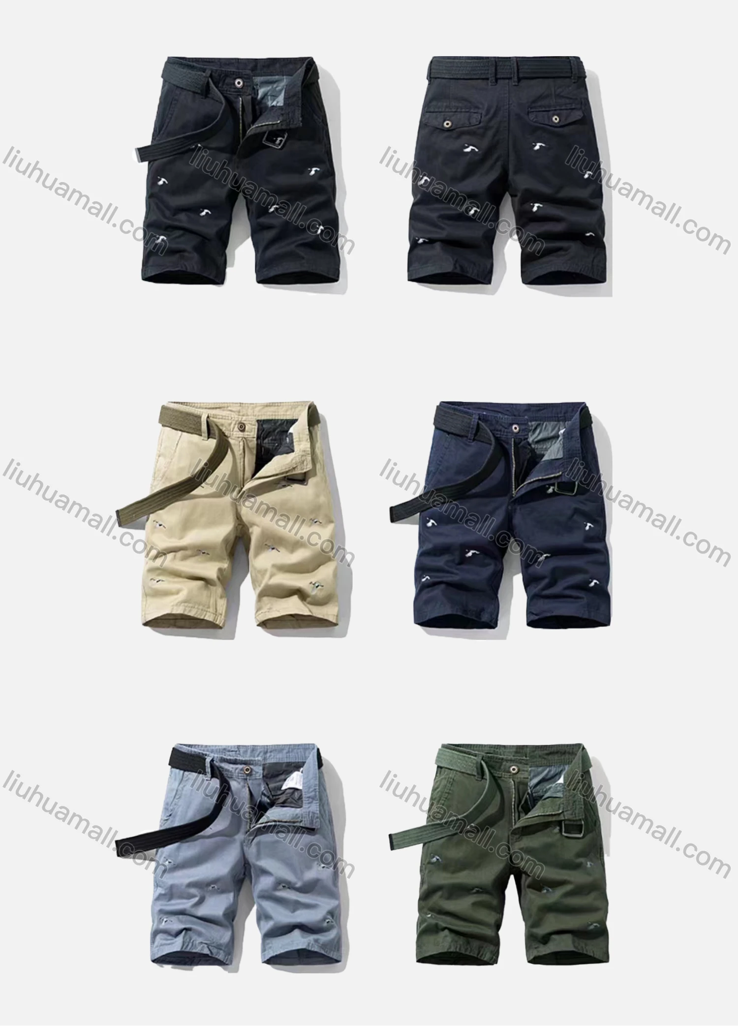 Wholesale Men's Casual Animal Multiple Pockets Shorts With Belt 17552# - Liuhuamall