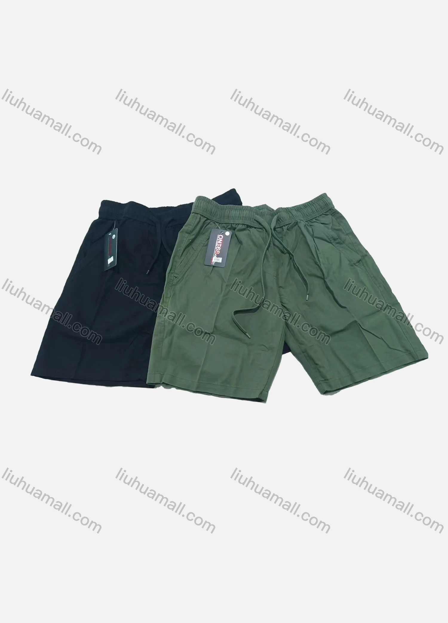 Wholesale Men's Casual Plain Drawstring Elastic Waist Patch Pocket Shorts 17708# - Liuhuamall