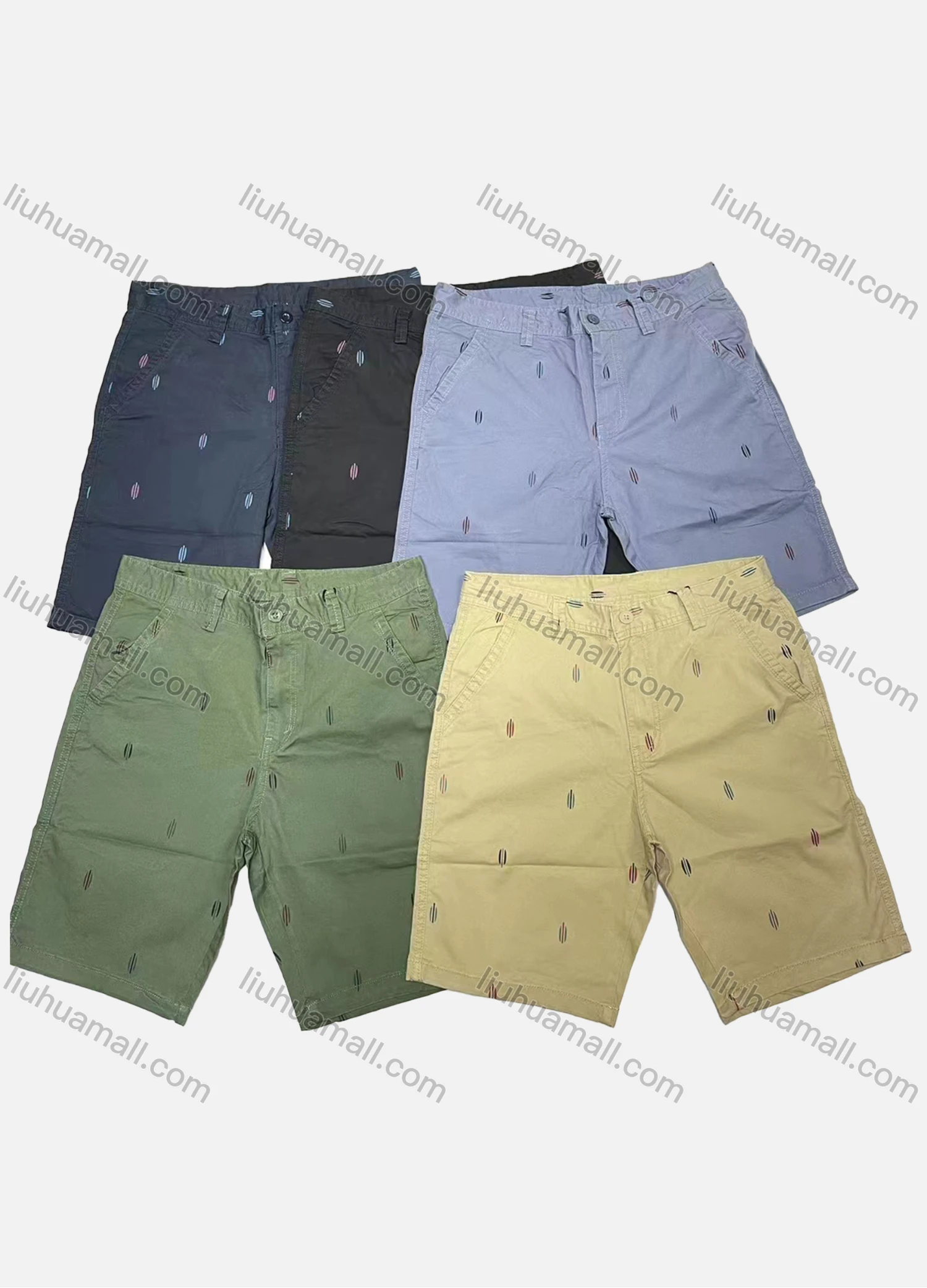 Wholesale Men's Casual Allover Print Patch Pocket Shorts 19203# - Liuhuamall
