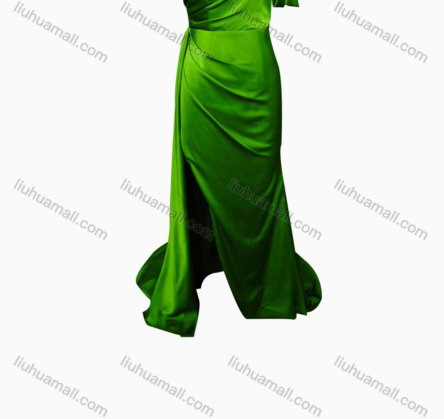 Wholesale Women's Elegant Plain Stand Collar Sleeveless Ruched Split Side Floor Length Evening Dress - Liuhuamall