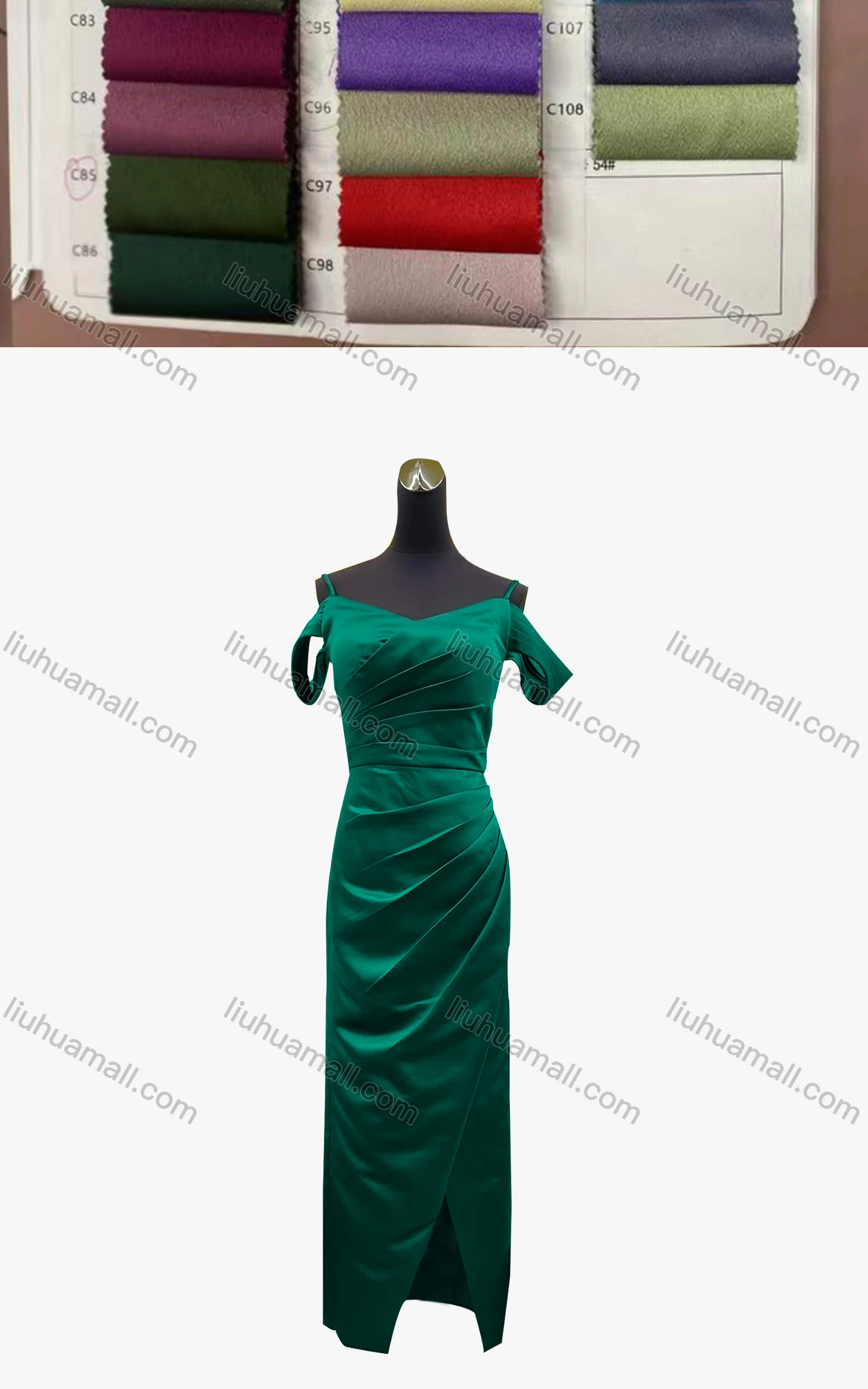 Wholesale Women's Elegant Plain Spaghetti Strap Ruched Wrap Hem Maxi Evening Dress - Liuhuamall