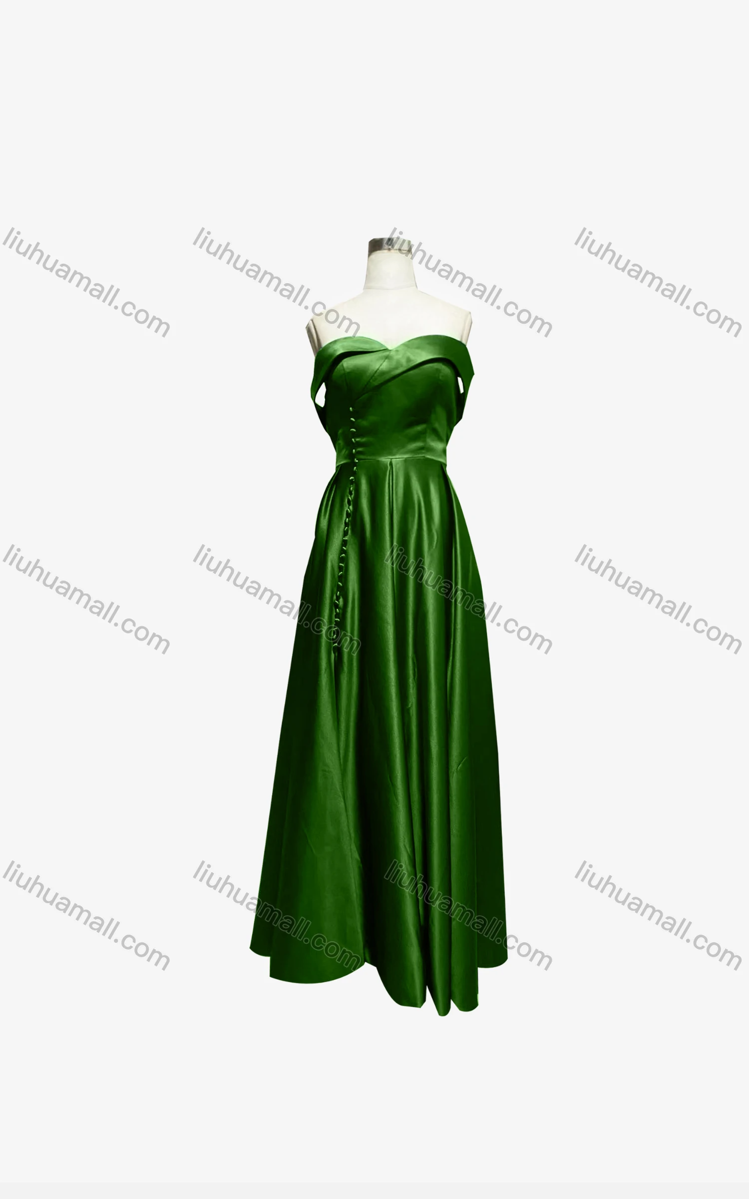 Wholesale Women's Elegant Plain Off Shoulder Split Hem Maxi Evening Dress - Liuhuamall