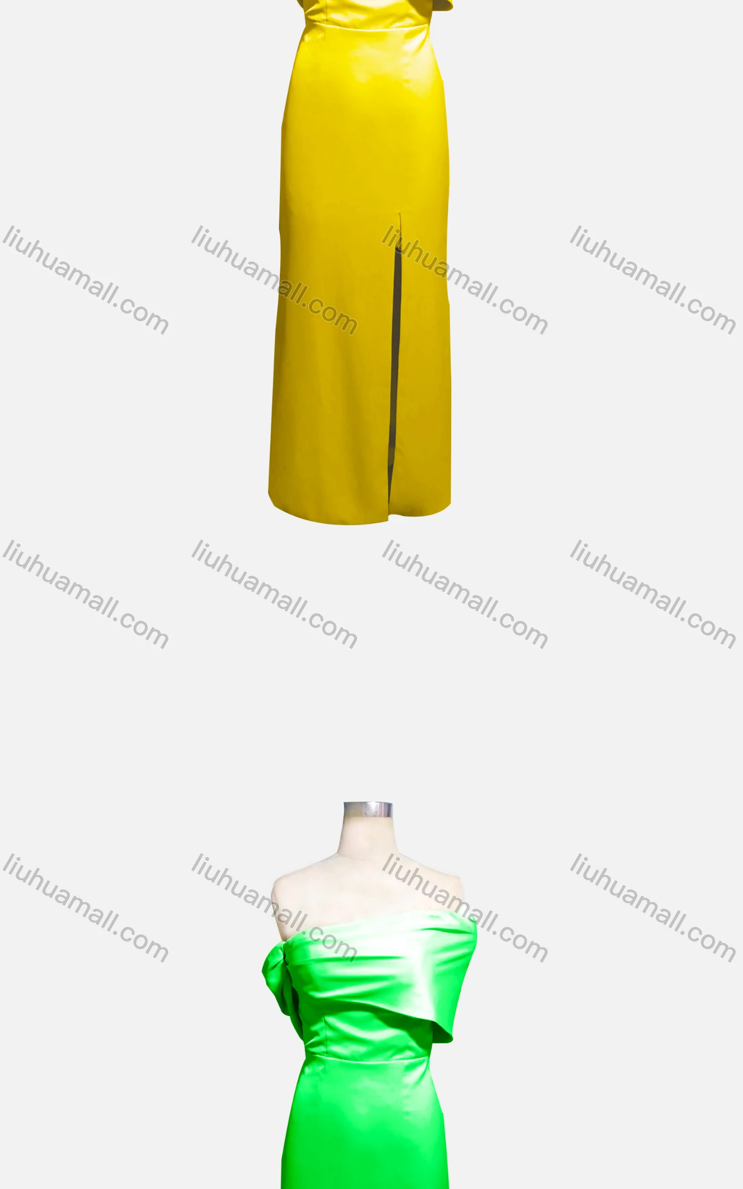 Wholesale Women's Elegant Plain Off Shoulder Ruched Split Hem Evening Dress - Liuhuamall