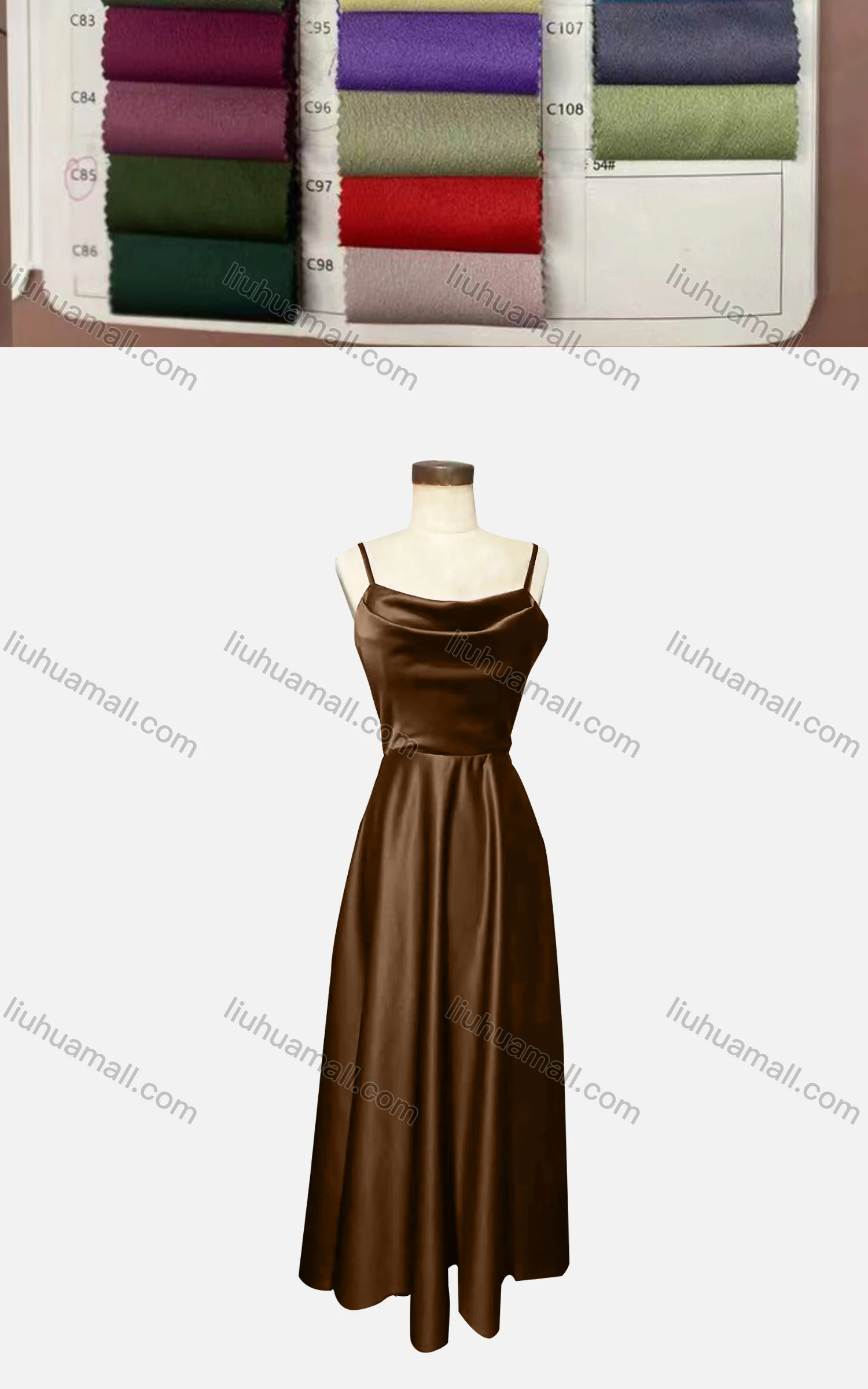 Wholesale Women's Elegant Plain Spaghetti Strap Ruched Maxi Evening Dress - Liuhuamall