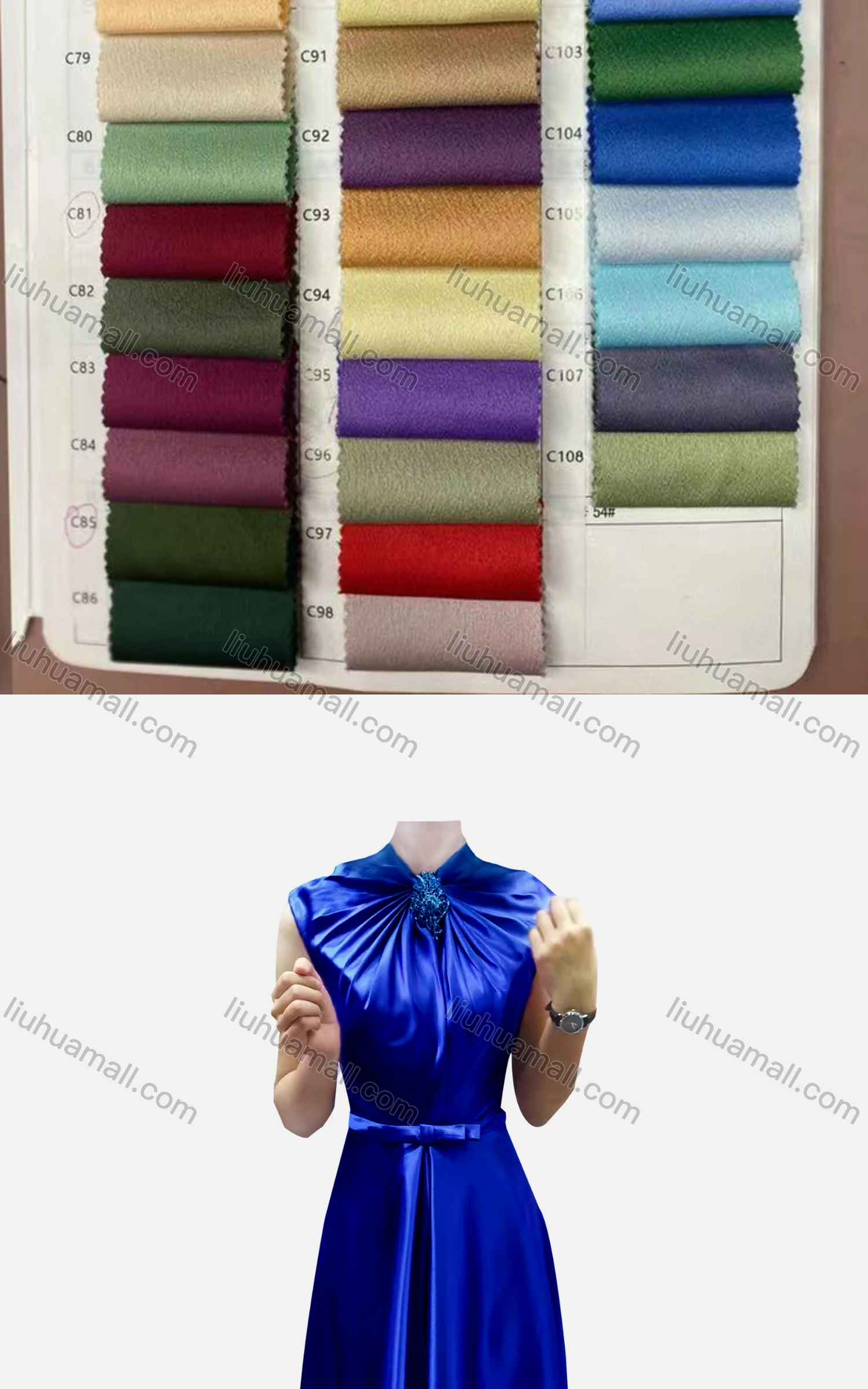 Wholesale Women's Elegant Plain Sleeveless Ruched Bow Knot Evening Dress - Liuhuamall