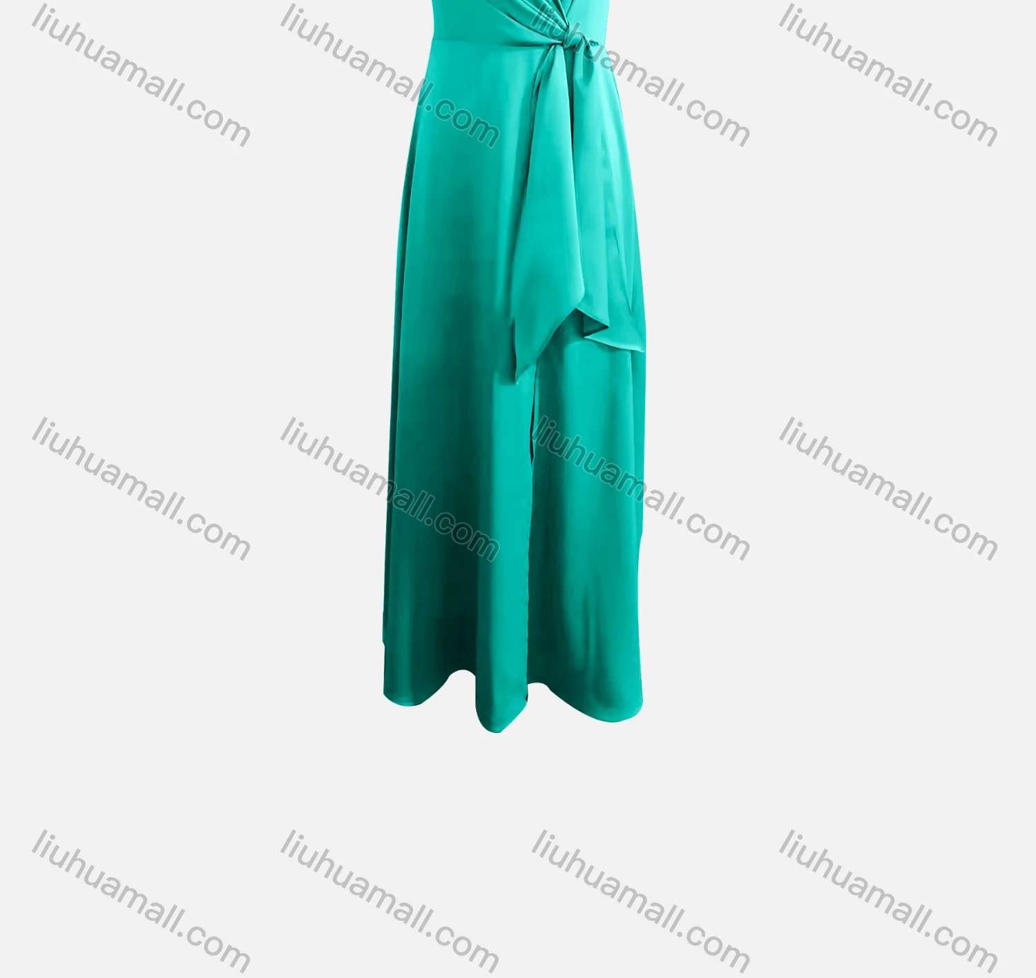 Wholesale Women's Elegant Plain Spaghetti Strap Ruched Tie Side Maxi Evening Dress  - Liuhuamall